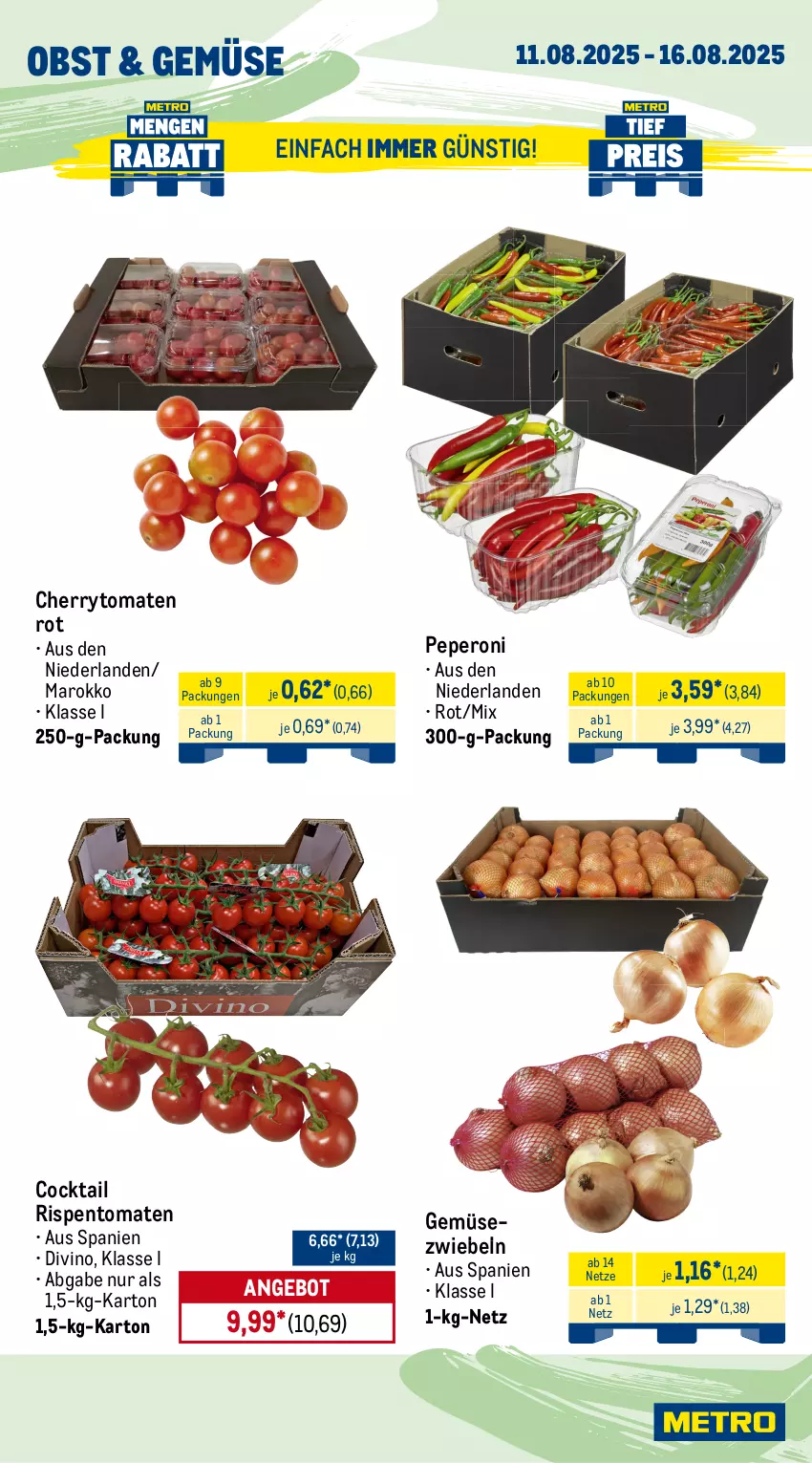 Aktueller Prospekt Metro - Wochen-Angebote - von 11.08 bis 16.08.2025 - strona 8 - produkty: albray, angebot, arla, arla skyr, Becher, chaumes, cherrytomaten, cocktail, eis, Gemüsezwiebel, Käse, mac, milch, obst, peperoni, Peroni, reis, rispentomaten, salakis, salz, schafskäse, Skyr, St. Albray, Ti, tisch, tomate, tomaten, zwiebel, zwiebeln