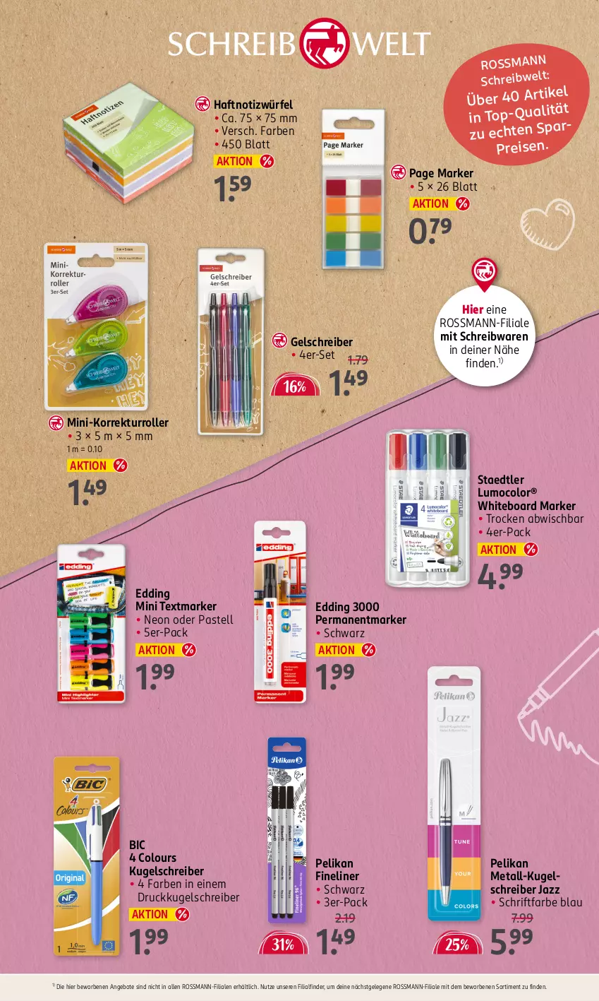 Aktueller Prospekt Rossmann - Prospekte - von 30.09 bis 04.10.2024 - strona 4 - produkty: angebot, angebote, eis, Fineliner, Kugel, kugelschreiber, pelikan, reis, Roller, schreibwaren, staedtler, textmarker, Ti, würfel