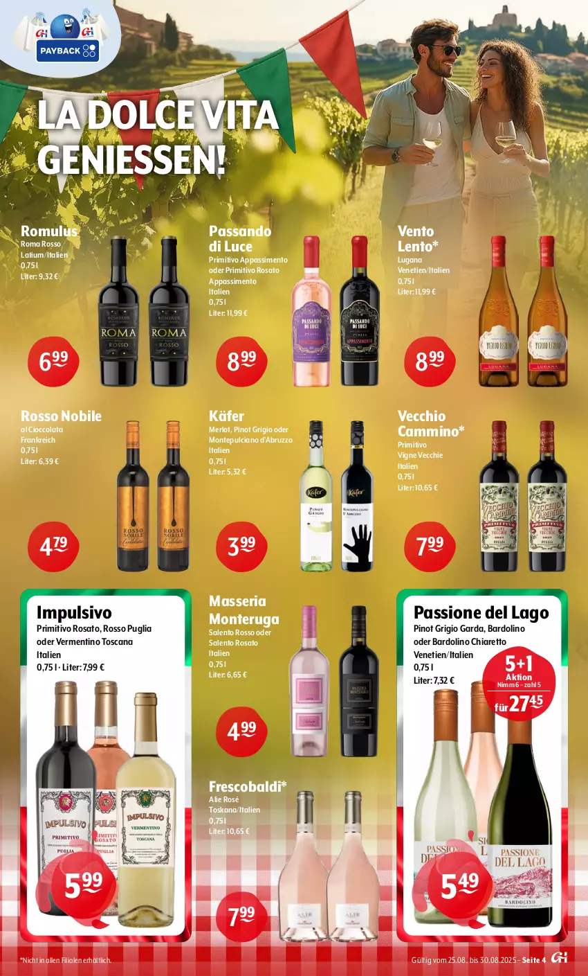 Aktueller Prospekt Getraenke Hoffmann - Prospekte - von 25.08 bis 30.08.2025 - strona 4 - produkty: aldi, chia, cola, käfer, merl, merlot, monte, Montepulciano, Pinot, pinot grigio, primitivo, Ria, rosato, sim, Ti, vita