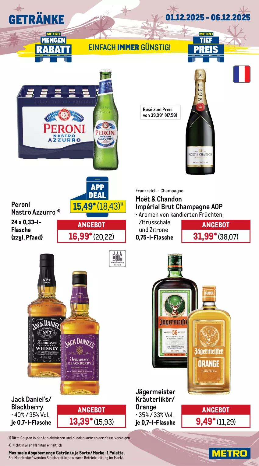 Aktueller Prospekt Metro - Wochen-Angebote Gastro - von 01.12 bis 06.12.2025 - strona 15 - produkty: angebot, beutel, bohne, bohnen, brut, caffè crema, champagne, chupa, chupa chups, coca-cola, cola, coupon, drink, eis, energy drink, flasche, früchte, früchten, Germ, getränk, getränke, jack daniel, Jack Daniel’s, jägermeister, kräuter, kräuterlikör, lack, lavazza, likör, Lutscher, Meister, orange, Palette, Peroni, red bull, reis, Ria, Schal, Schale, Ti, zitrone