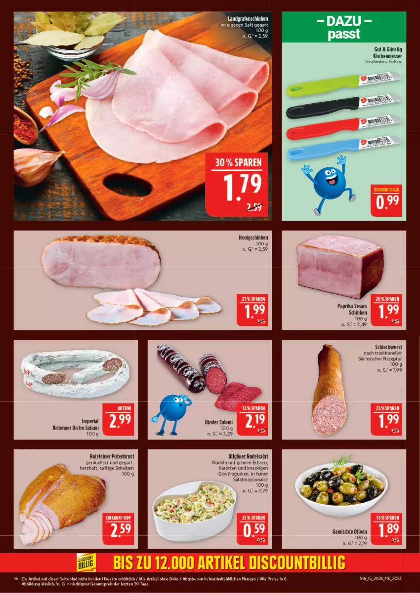 Aktueller Prospekt Marktkauf - Prospekt - von 05.04 bis 11.04.2026 - strona 16 - produkty: eis, elle, erbsen, gewürz, Gewürzgurke, gewürzgurken, gurke, gurken, holsteiner, honig, karotten, küche, Küchen, lack, LG, mayonnaise, messer, nudel, nudeln, nudelsalat, olive, oliven, paprika, pute, reis, rezept, Ria, rind, rinder, saft, salami, salat, schinken, sesam, steiner, Ti, wurst, Yo, ZTE