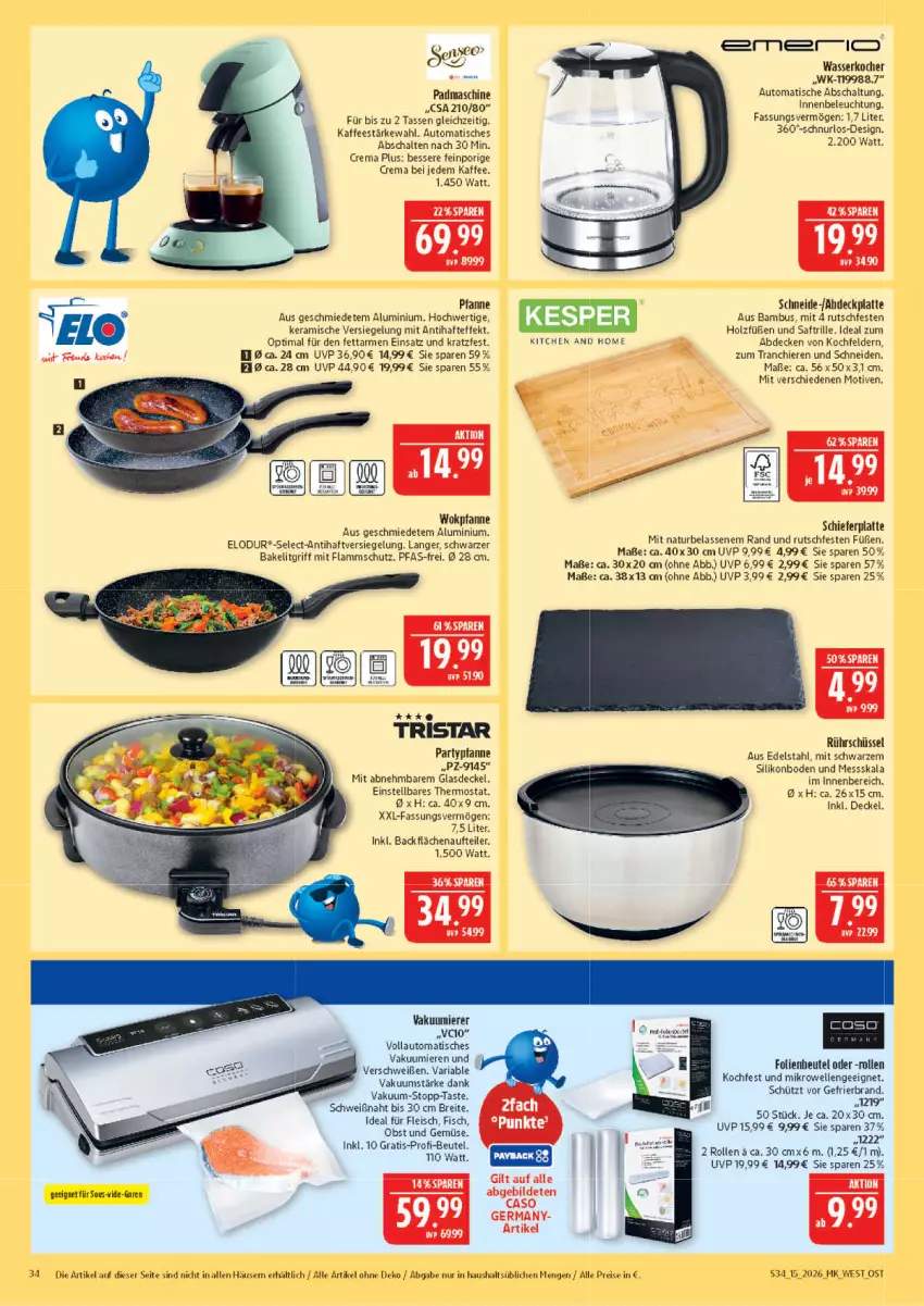 Aktueller Prospekt Marktkauf - Prospekt - von 05.04 bis 11.04.2026 - strona 34 - produkty: auto, bambus, beleuchtung, beutel, Brei, decke, Deckel, edelstahl, eis, elle, fisch, fleisch, Germ, Glasdeckel, Holz, kaffee, Kocher, kochfeld, lamm, latte, mikrowelle, natur, obst, Obst und Gemüse, pfanne, reis, Ria, Rührschüssel, saft, Schal, schüssel, tasse, thermostat, Ti, tisch, und gemüse, Vakuumierer, wasser, wasserkocher, wok