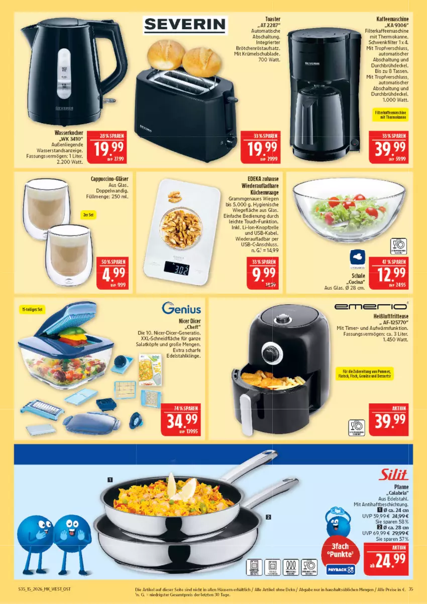 Aktueller Prospekt Marktkauf - Prospekt - von 05.04 bis 11.04.2026 - strona 35 - produkty: auto, brötchen, Cap, cappuccino, cin, decke, Deckel, deka, dessert, desserts, edelstahl, eis, elle, filterkaffee, fisch, fleisch, fritteuse, Gläser, Heißluftfritteuse, kaffee, kaffeemaschine, Kocher, küche, Küchen, Küchenwaage, Liege, pfanne, pommes, reis, Ria, salat, Schal, Schale, severin, tasse, Ti, timer, tisch, toast, toaster, usb, Waage, wasser, wasserkocher, ZTE