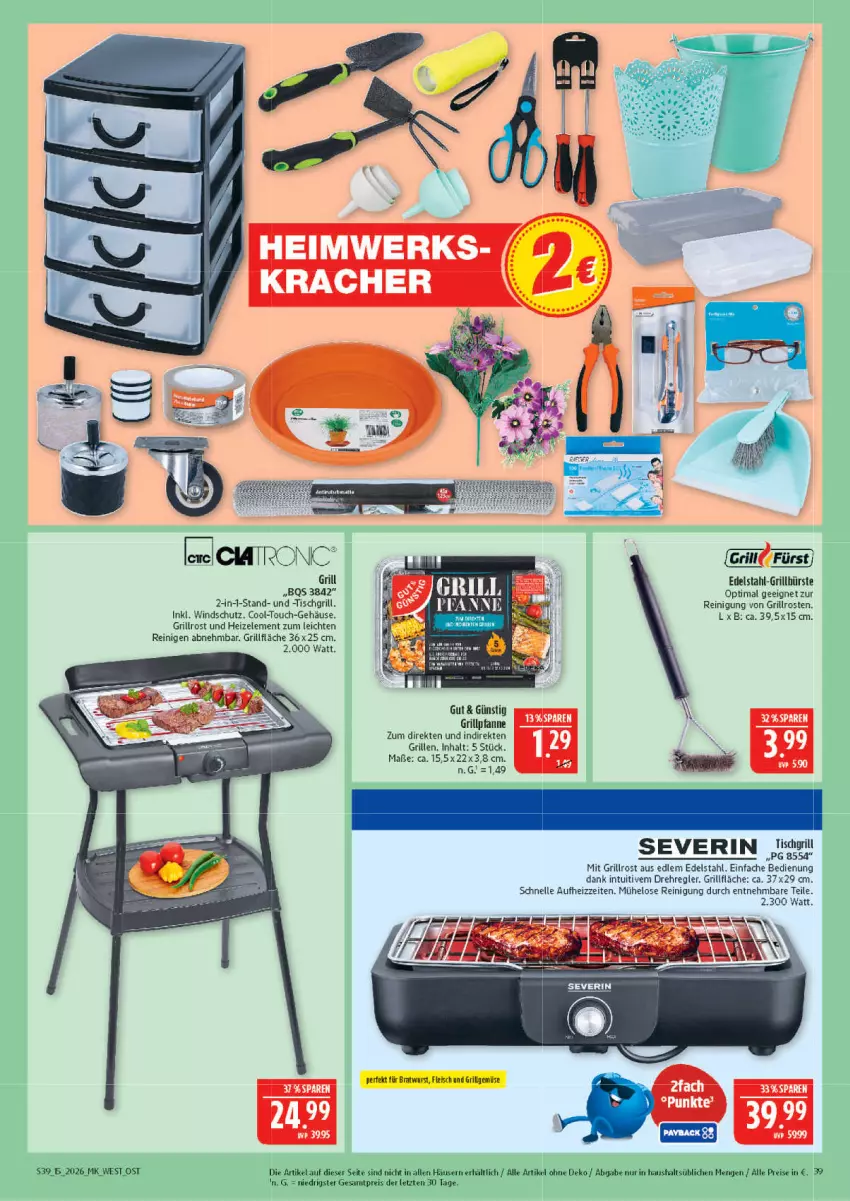 Aktueller Prospekt Marktkauf - Prospekt - von 05.04 bis 11.04.2026 - strona 39 - produkty: edelstahl, eis, elle, grill, grillfläche, Grillpfanne, grillrost, pfanne, Reinigung, reis, Ti, tisch, tischgrill, Windschutz, ZTE