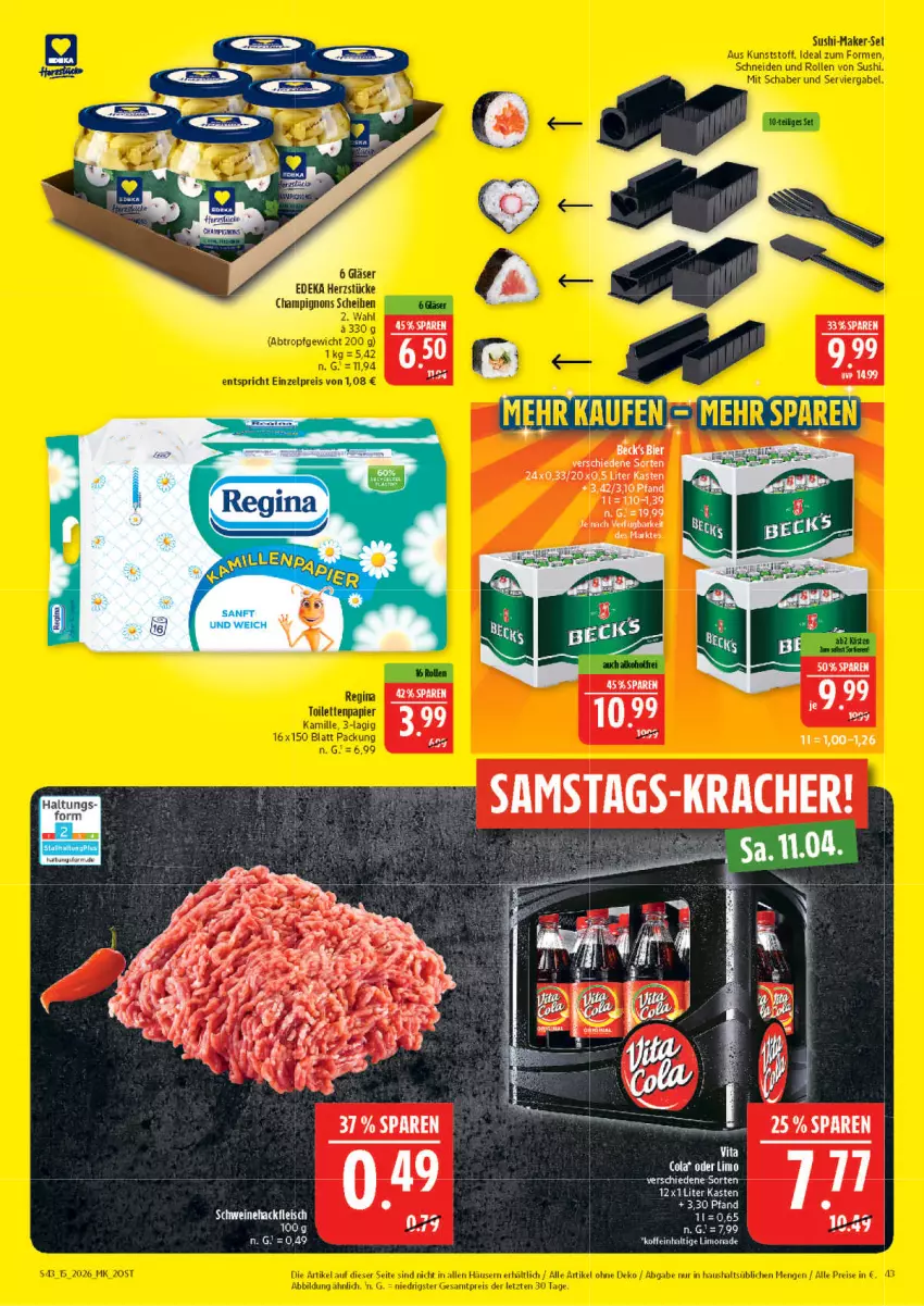 Aktueller Prospekt Marktkauf - Prospekt - von 05.04 bis 11.04.2026 - strona 43 - produkty: bier, eis, fleisch, hackfleisch, kracher, limo, schwein, schweine, Schweinehackfleisch, Ti, wein, weine
