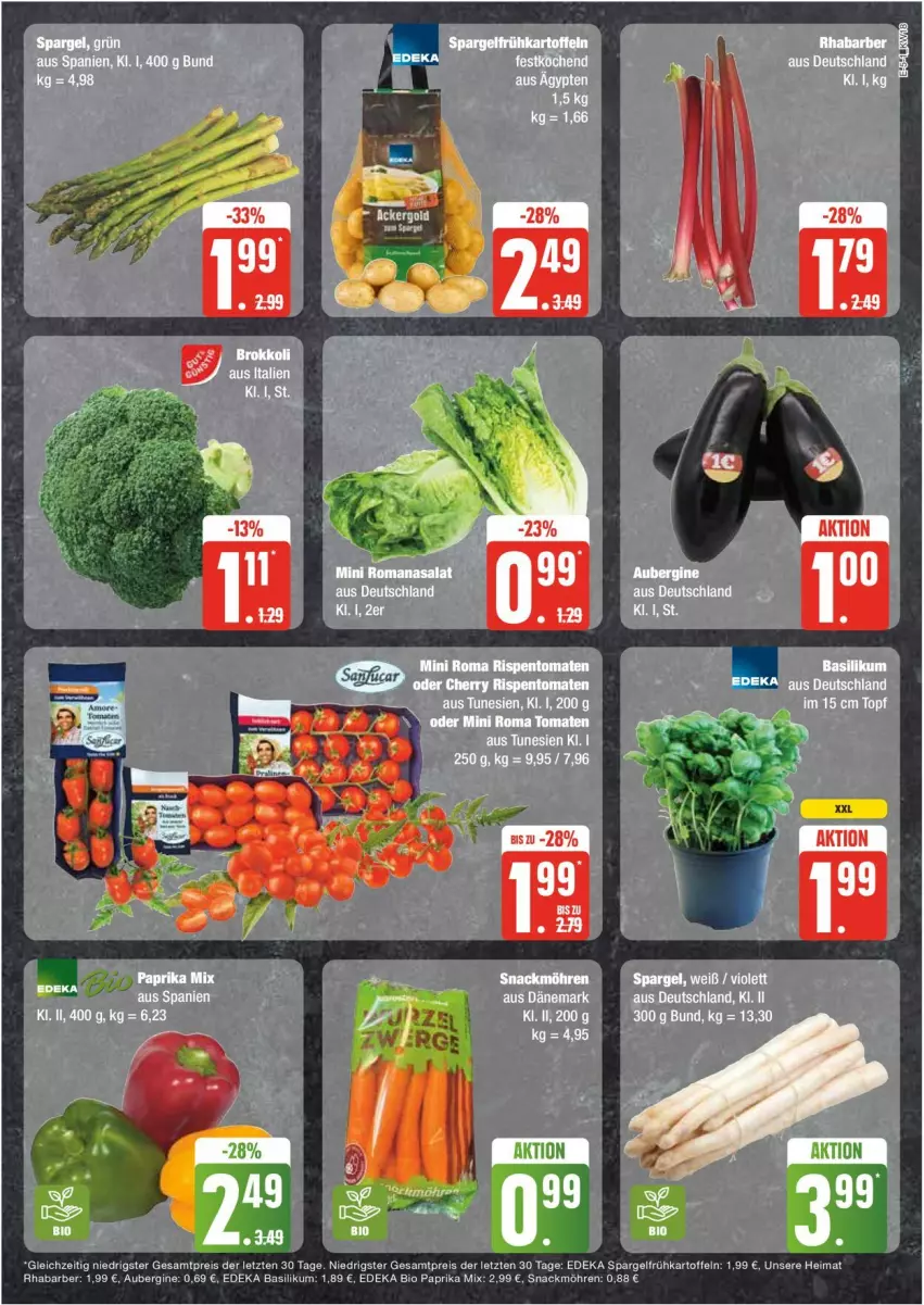 Aktueller Prospekt Edeka - Prospekte - von 29.04 bis 04.05.2024 - strona 5 - produkty: aubergine, basilikum, bio, brokkoli, deka, edeka bio, eis, Frühkartoffeln, gin, kartoffel, kartoffeln, möhren, paprika, paprika mix, reis, rhabarber, snack, spargel, Ti, ZTE