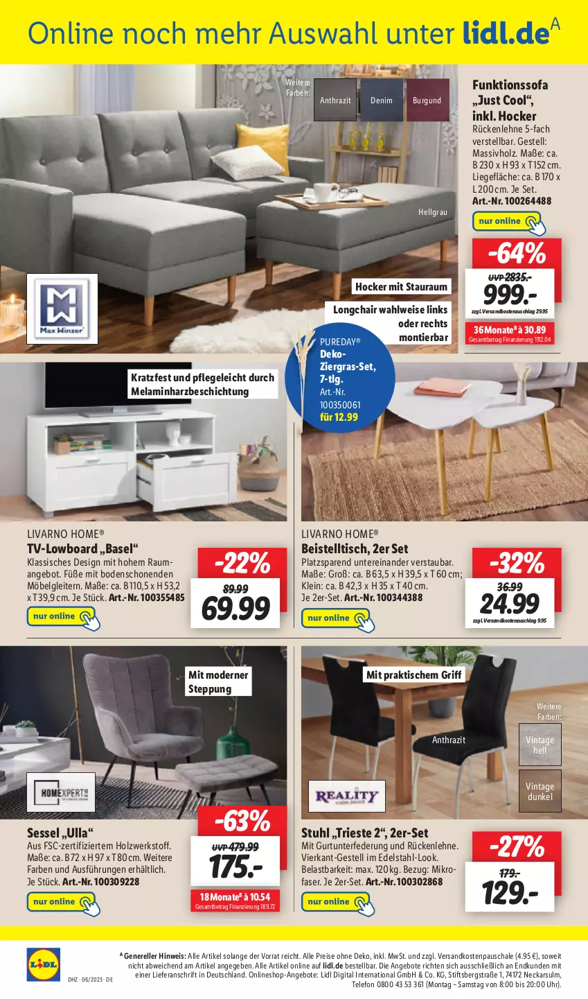 Aktueller Prospekt Lidl - Aktionsprospekt - von 06.02 bis 11.02.2023 - strona 52 - produkty: angebot, angebote, beistelltisch, edelstahl, eis, elle, funktionssofa, hocker, Holz, LG, Liege, lowboard, massivholz, mikrofaser, möbel, Mode, ndk, reis, rel, rückenlehne, Schal, Schale, sessel, Sofa, stuhl, telefon, Ti, tisch, TV-Lowboard, uhr