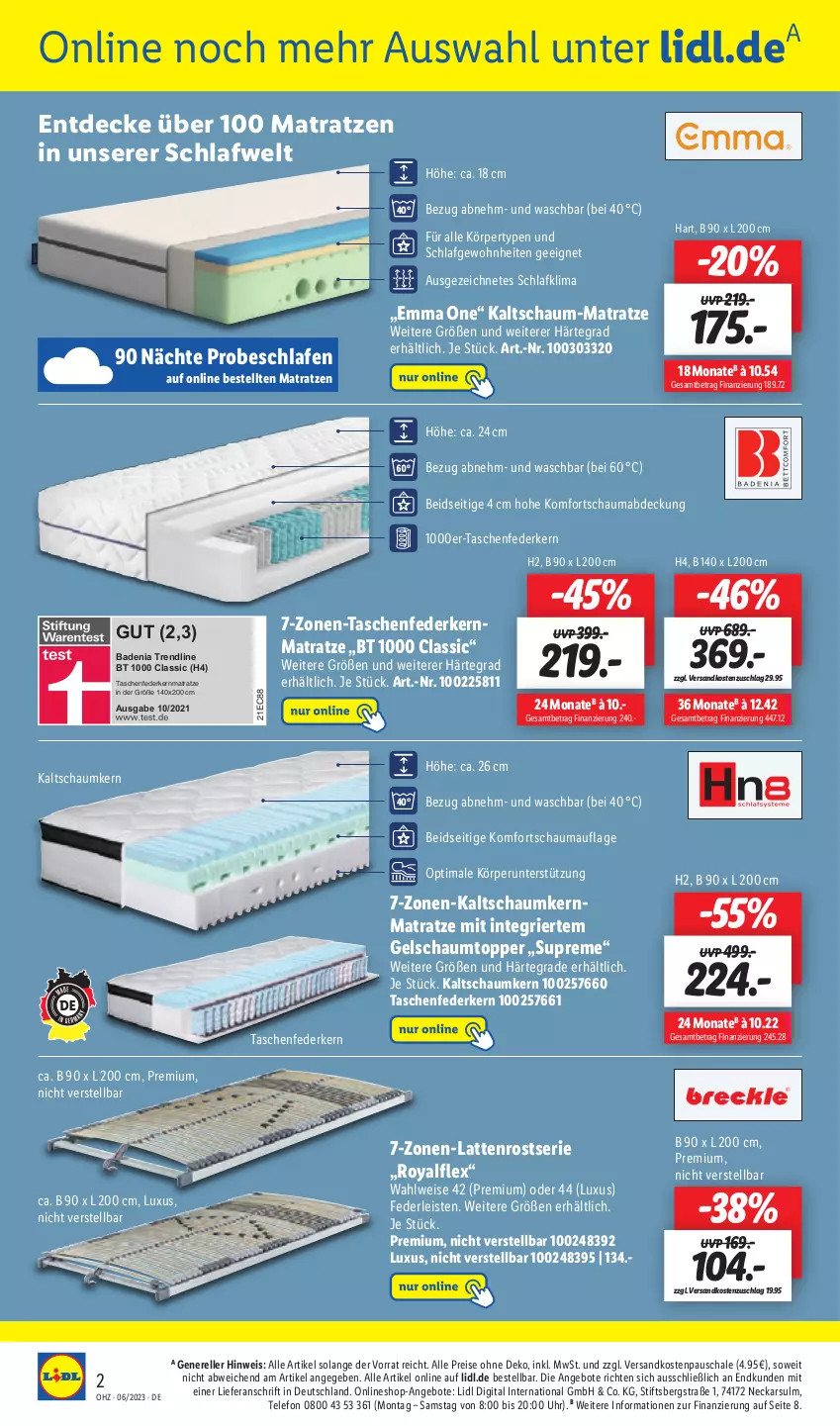 Aktueller Prospekt Lidl - Aktionsprospekt - von 06.02 bis 11.02.2023 - strona 54 - produkty: angebot, angebote, Bad, decke, eis, elle, federkern, federkernmatratze, kaltschaum-matratze, kernmatratze, latte, lattenrost, mab, matratze, matratzen, ndk, reis, rel, Schal, Schale, schauma, Tasche, taschen, taschenfederkernmatratze, telefon, Ti, topper, uhr