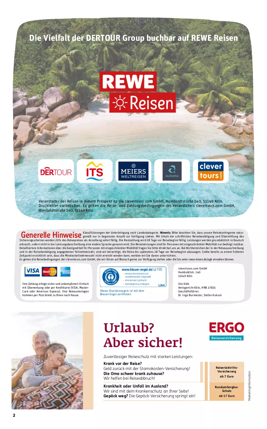 Aktueller Prospekt Rewe Reisen - Reiseprospekt - von 30.08 bis 27.09.2024 - strona 2 - produkty: auer, buch, drucker, eis, elle, Engel, ente, erde, gin, kerze, LG, mastercard, natur, papier, reis, rel, ring, Ti, ZTE