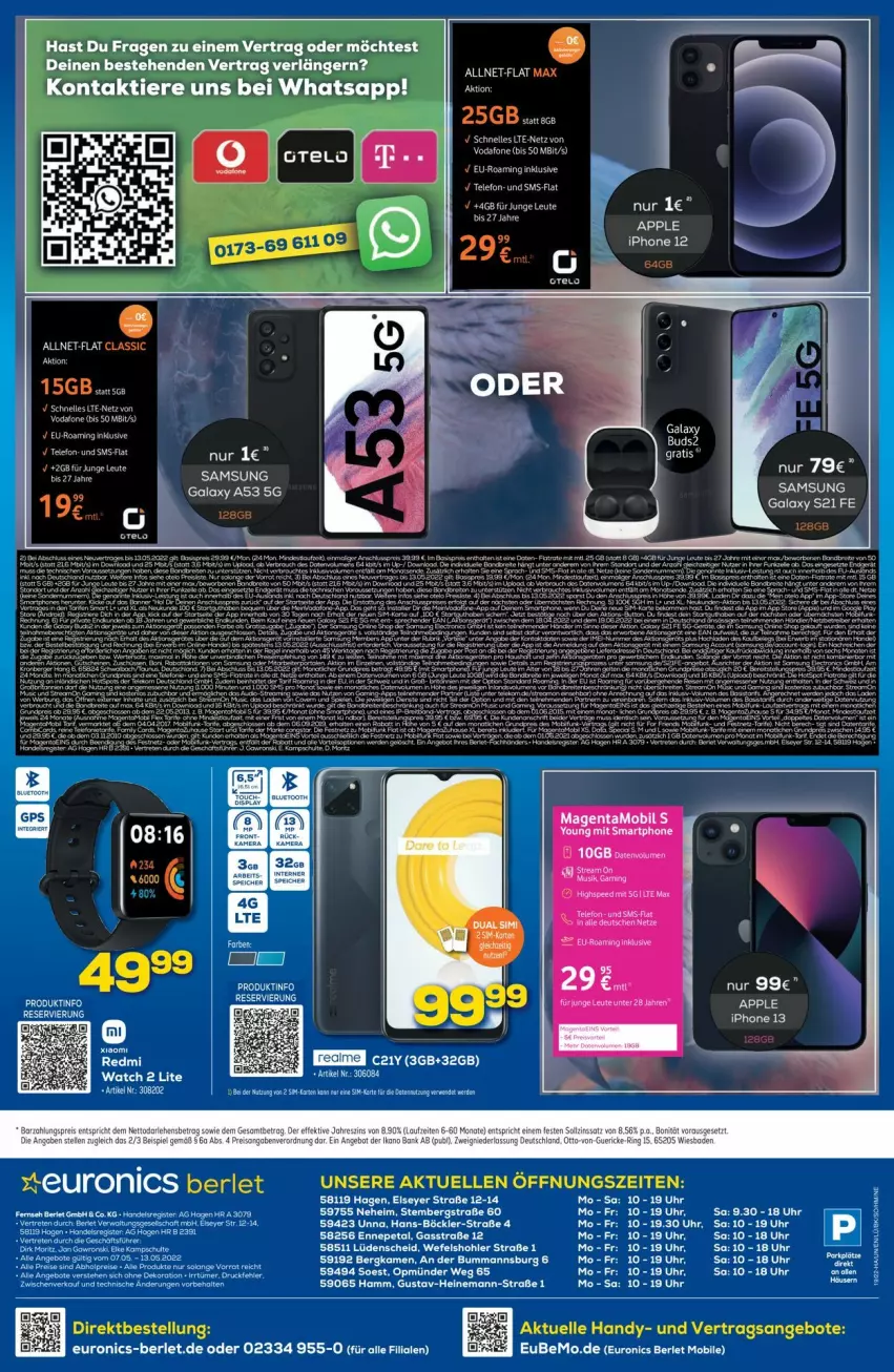 Aktueller Prospekt Euronics - Prospekte - von 11.05 bis 18.05.2022 - strona 10 - produkty: angebot, angebote, Apple, apple iphone, bett, elle, Handy, iphone, IPhone 12, IPhone 13, tee, Ti, Tiere, uhr