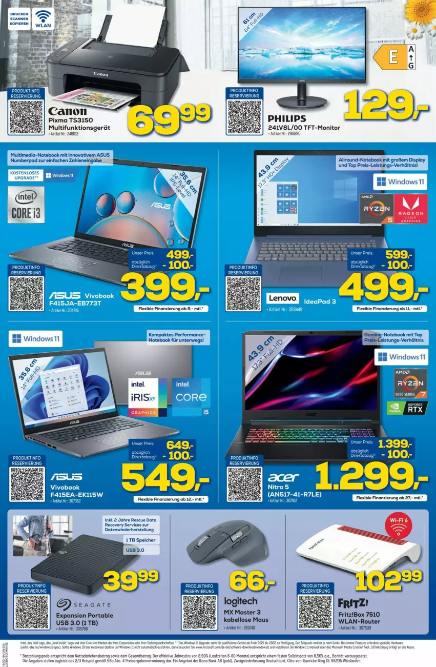 Aktueller Prospekt Euronics - Prospekte - von 11.05 bis 18.05.2022 - strona 5 - produkty: angebot, asus, Bank, eis, elle, fritz, logitech, Maus, monitor, notebook, Philips, reis, rel, ring, Router, rwe, seagate, Ti, usb