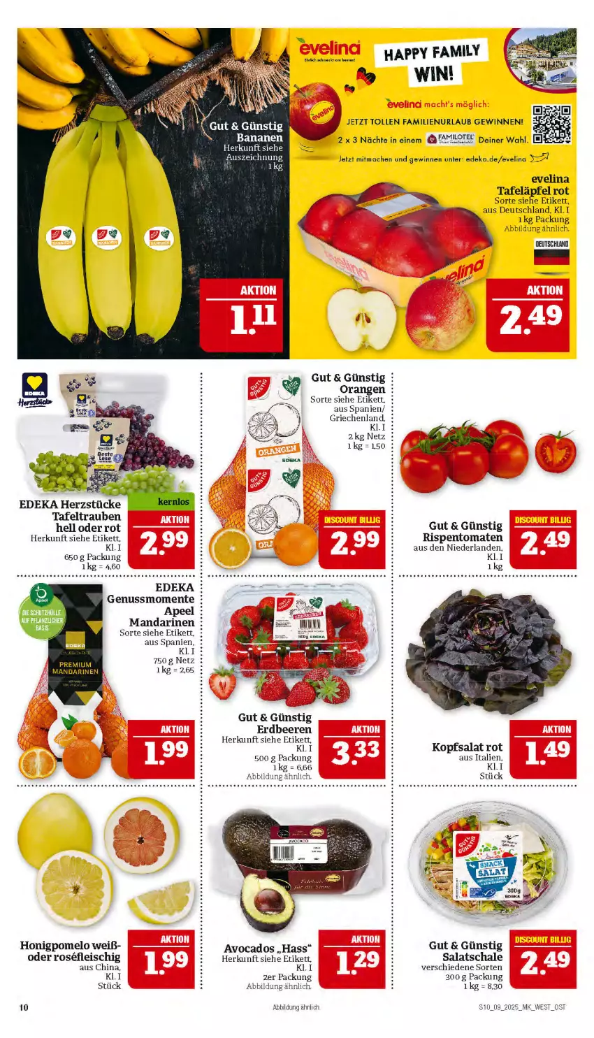 Aktueller Prospekt Marktkauf - Prospekt - von 23.02 bis 01.03.2025 - strona 10 - produkty: avocado, avocados, banane, bananen, beere, beeren, deka, eis, ente, erdbeere, erdbeeren, fleisch, honig, Honigpomelo, kopfsalat, mac, mandarine, mandarinen, nuss, orange, orangen, Pomelo, rispentomaten, salat, Schal, Schale, tafeläpfel, tafeltrauben, Ti, tomate, tomaten, trauben