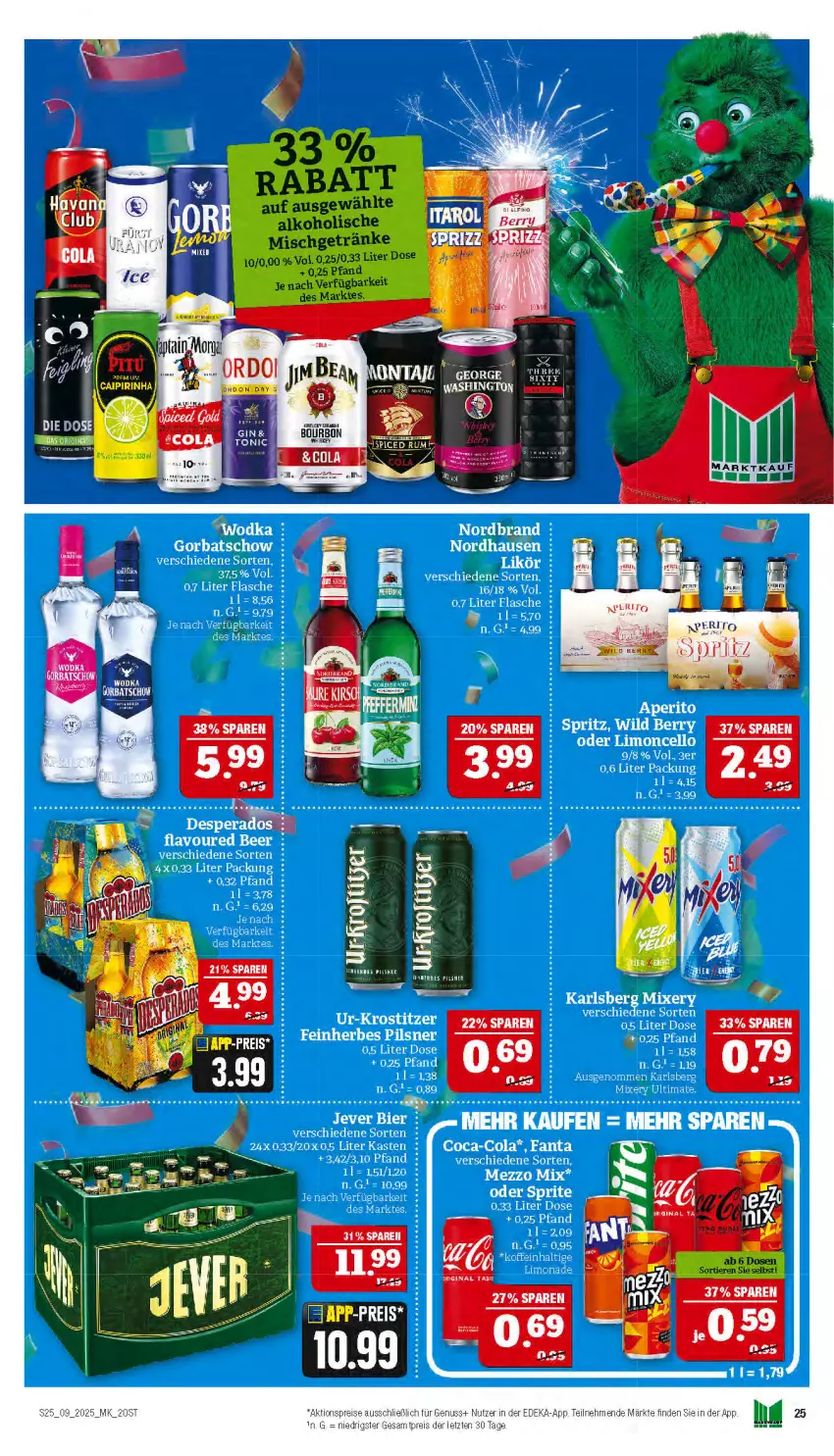 Aktueller Prospekt Marktkauf - Prospekt - von 23.02 bis 01.03.2025 - strona 25 - produkty: aktionspreis, alkohol, Bau, coca-cola, cola, deka, eis, elle, fanta, flasche, getränk, getränke, Gorbatschow, karlsberg, likör, limo, limonade, nordbrand, nuss, oder sprite, pils, pilsner, reis, rum, sprite, tee, Ti, Wild, wild berry, ZTE