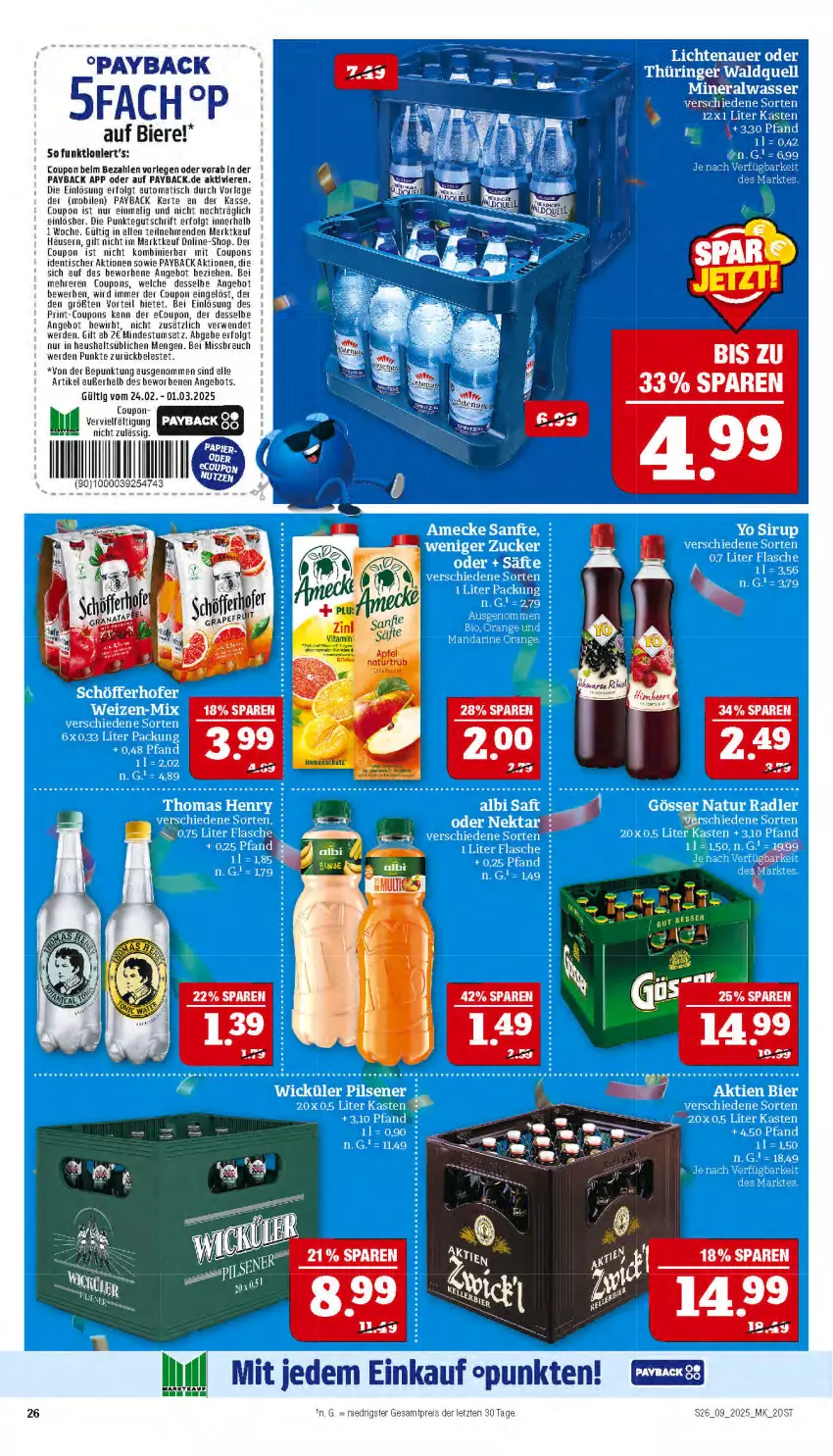 Aktueller Prospekt Marktkauf - Prospekt - von 23.02 bis 01.03.2025 - strona 26 - produkty: angebot, auto, bier, Biere, coupon, coupons, eis, erde, LG, payback, Rauch, reis, rwe, Ti, tisch, ZTE