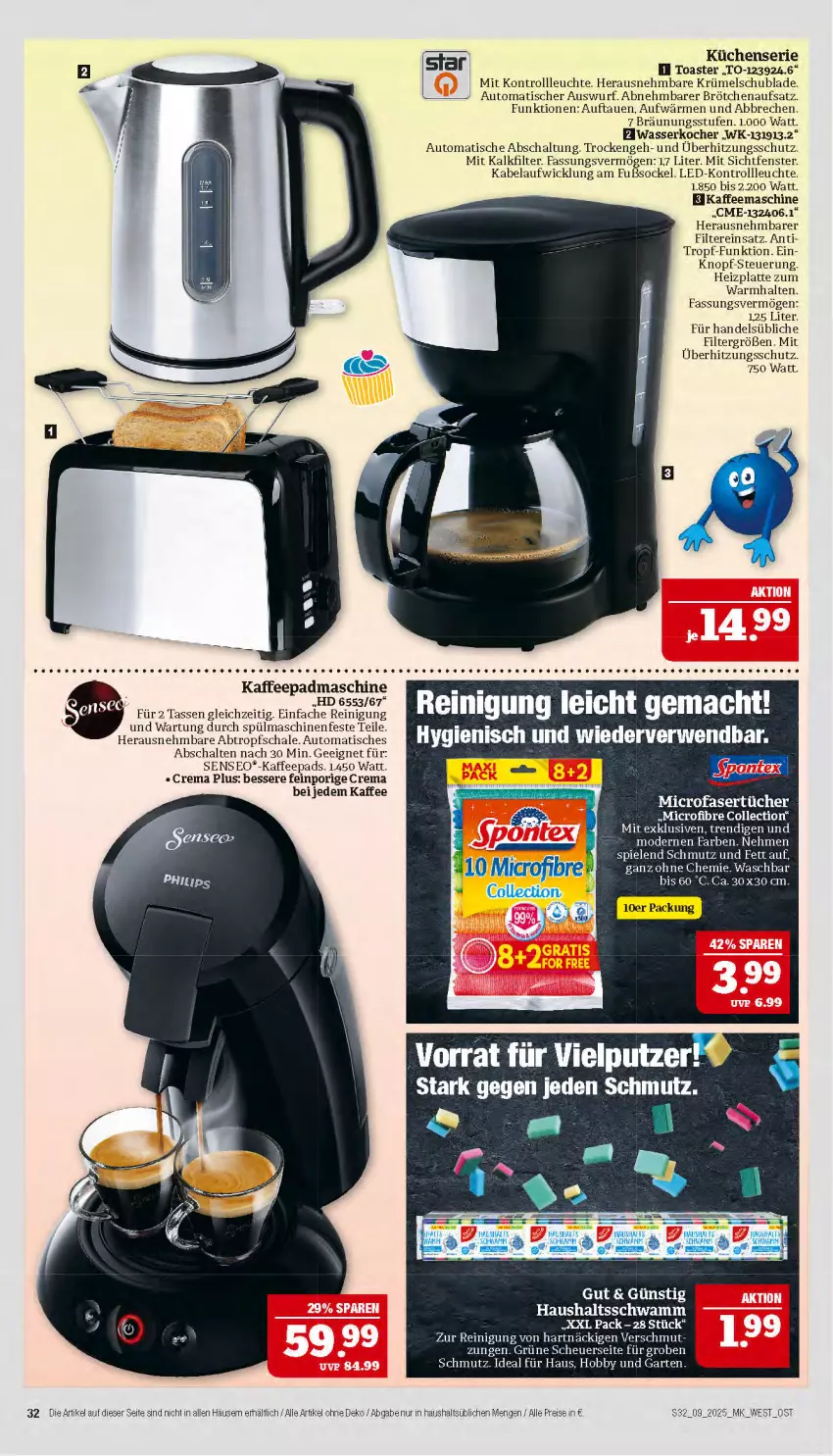 Aktueller Prospekt Marktkauf - Prospekt - von 23.02 bis 01.03.2025 - strona 32 - produkty: auto, brötchen, brötchenaufsatz, eis, ente, fenster, Garten, Hobby, kaffee, kaffeemaschine, kaffeepads, Kocher, küche, Küchen, latte, Leuchte, LG, mac, mam, Mode, Reinigung, reis, Schal, Schale, schwamm, senseo, spülmaschinen, tasse, tee, Ti, tisch, toast, toaster, überhitzungsschutz, wasser, wasserkocher, WICK