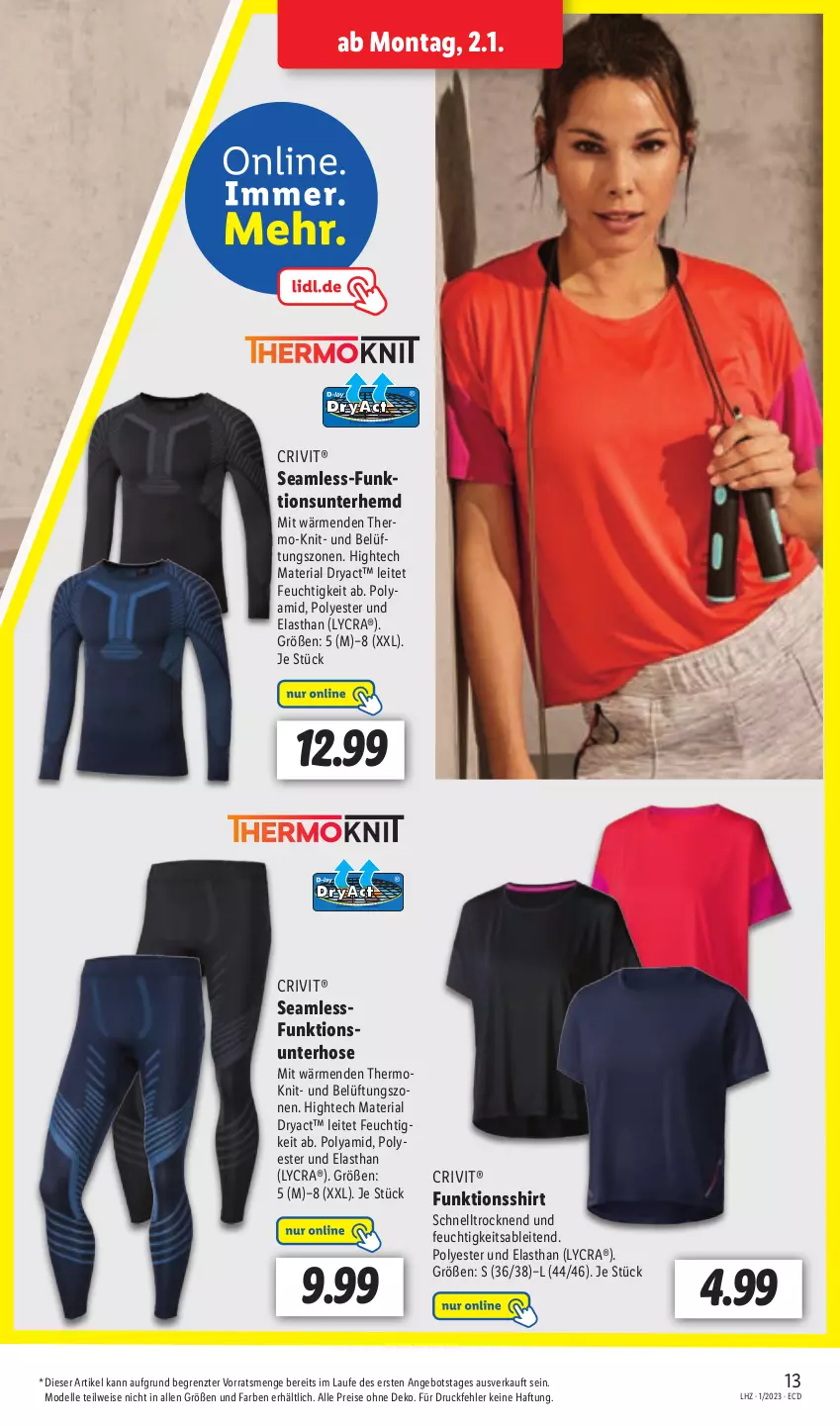 Aktueller Prospekt Lidl - Aktionsprospekt - von 02.01 bis 07.01.2023 - strona 15 - produkty: angebot, crivit, dell, eis, elle, funktionsshirt, hemd, hose, Mode, reis, Ria, shirt, Sweathose, Ti, Unterhemd, ZTE