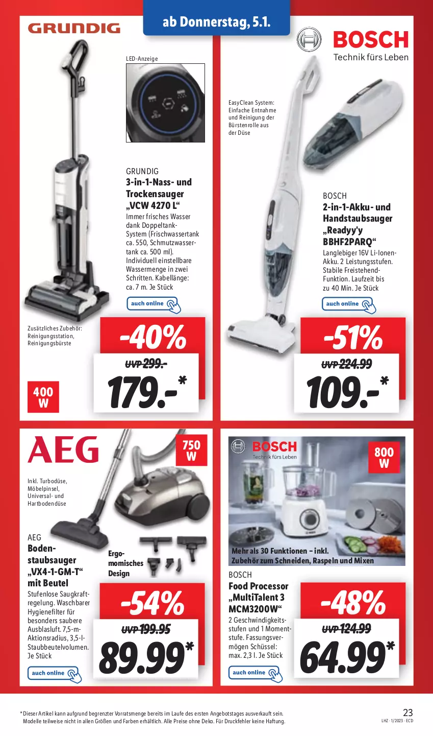 Aktueller Prospekt Lidl - Aktionsprospekt - von 02.01 bis 07.01.2023 - strona 25 - produkty: aeg, akku, angebot, beutel, bosch, bürste, bürsten, dell, eis, elle, grundig, hygienefilter, kraft, möbel, Mode, Pinsel, Reinigung, reinigungsbürste, reis, schüssel, staubbeutel, Ti, Trockensauger, usb, wasser, wassertank, ZTE