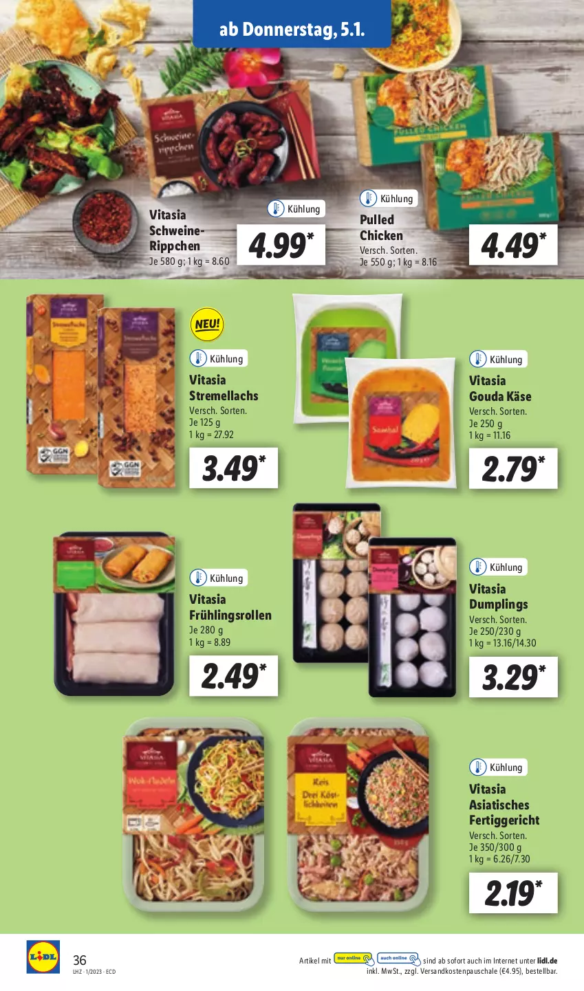 Aktueller Prospekt Lidl - Aktionsprospekt - von 02.01 bis 07.01.2023 - strona 38 - produkty: fertiggericht, gouda, Käse, lachs, ndk, Schal, Schale, schwein, schweine, Ti, tisch, vita, wein, weine