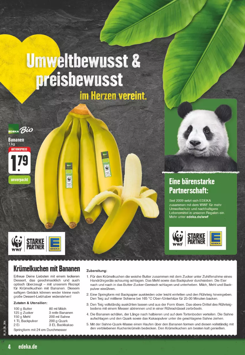 Aktueller Prospekt Edeka - Angebote der Woche - von 28.08 bis 02.09.2023 - strona 4 - produkty: banane, bananen, bier, Biere, Brei, butter, decke, deka, dessert, eier, eis, kakao, kleid, kuchen, lebensmittel, leine, mac, mehl, messer, milch, papier, quark, regal, reis, rezept, ring, Rührschüssel, saft, sahne, schüssel, Springform, Ti, tisch, torte, zucker