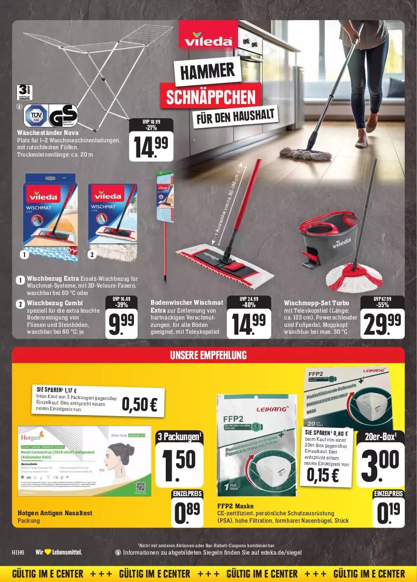 Aktueller Prospekt Edeka - Angebote der Woche - von 02.10 bis 07.10.2023 - strona 31 - produkty: bodenwischer, bügel, coupon, coupons, deka, eis, ente, FFP2, leine, Maske, rabatt-coupon, Reinigung, reis, schnäppchen, Spezi, Teleskop, teleskopstiel, Ti, waschmaschine, waschmaschinen, Wischmopp