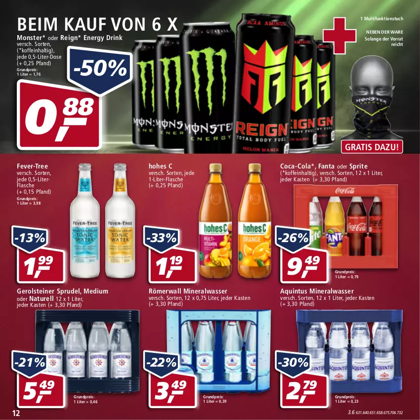 Aktueller Prospekt Real - von 25.04 bis 30.04.2022 - strona 12 - produkty: Alwa, coca-cola, cola, drink, eis, energy drink, fanta, fanta oder, fanta oder sprite, fever-tree, flasche, gerolsteine, gerolsteiner, Hohes C, mineralwasser, monster, natur, oder sprite, reis, rel, sprite, Sprudel, steiner, Ti, tuc, wasser