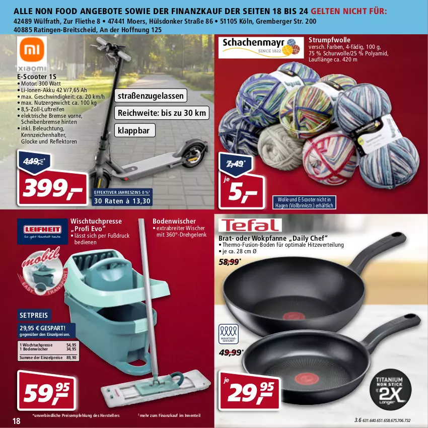 Aktueller Prospekt Real - von 25.04 bis 30.04.2022 - strona 18 - produkty: akku, angebot, angebote, beleuchtung, Berger, bodenwischer, Brei, eis, elle, ente, HP, pfanne, reifen, reis, rum, scooter, teller, Ti, tuc, Wischtuchpresse, wok, wolle