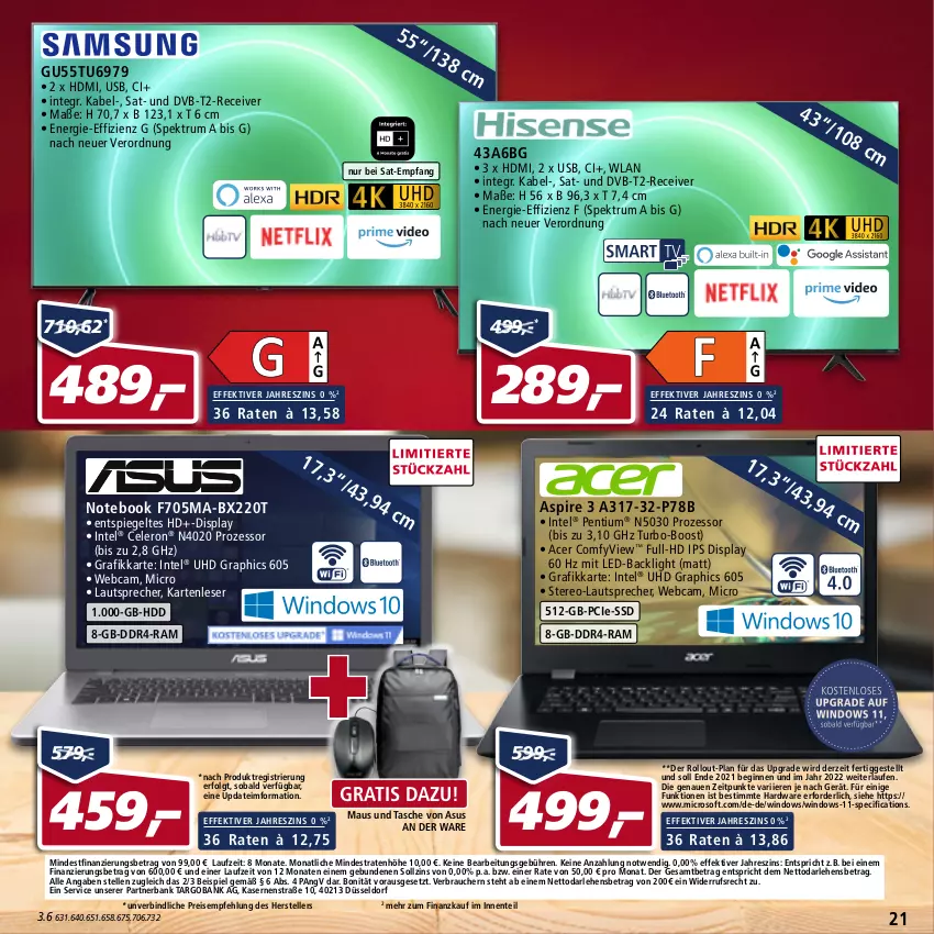 Aktueller Prospekt Real - von 25.04 bis 30.04.2022 - strona 21 - produkty: acer, asus, Bank, celeron, Cif, dvb, DVB-T, eis, elle, ente, gin, hardware, HD Graphics, HDD, HDMI, Intel, Laufen, lautsprecher, LG, Maus, notebook, Pentium, Rauch, Receiver, reis, rum, Spektrum, spiegel, ssd, Tasche, teller, Ti, uhd, usb