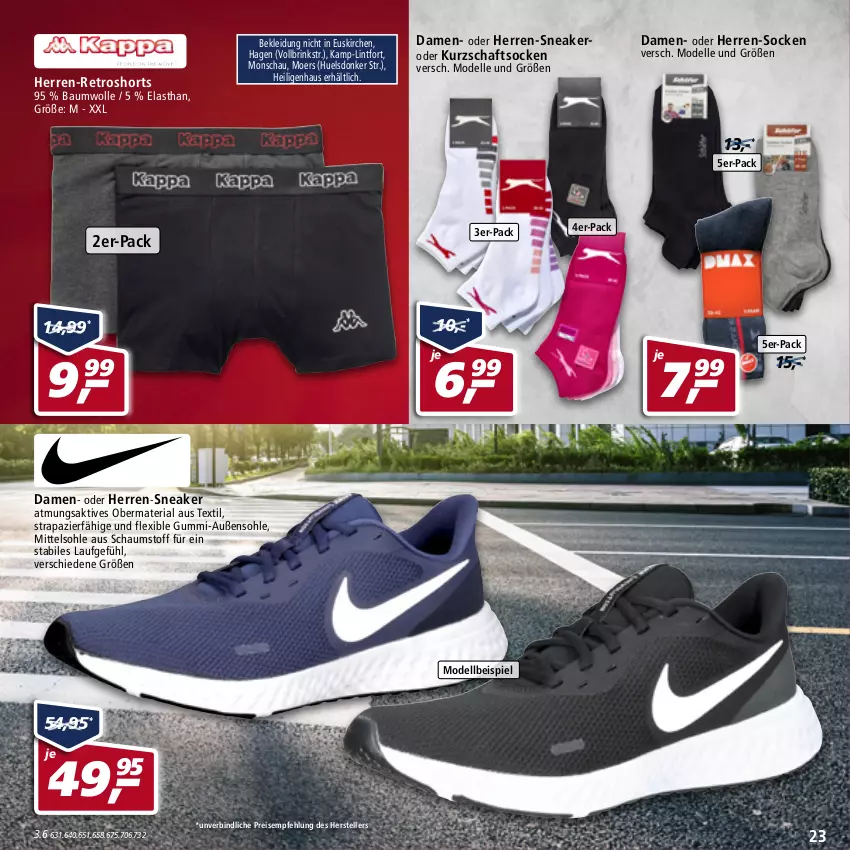 Aktueller Prospekt Real - von 25.04 bis 30.04.2022 - strona 23 - produkty: Bau, baumwolle, dell, eis, elle, herren-sneaker, herren-socken, kleid, Kleidung, Kurzschaftsocken, Mode, reis, retroshorts, Ria, shorts, sneaker, socken, teller, Ti, wolle