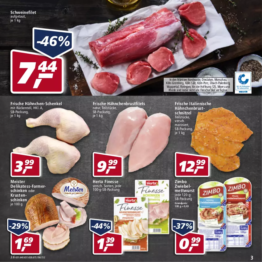 Aktueller Prospekt Real - von 25.04 bis 30.04.2022 - strona 3 - produkty: brustfilet, eis, ente, farmerschinken, filet, filets, finesse, fleisch, Frische Hähnchen, hähnchen-schenkel, hähnchenbrust, hähnchenbrustfilet, henkel, herta, herta finesse, Krustenschinken, Meister, Mett, mettwurst, natur, reis, schenkel, schinken, schnitzel, schwein, schweine, schweinefilet, Ti, wein, weine, wurst, zimbo, zwiebel, zwiebelmettwurst