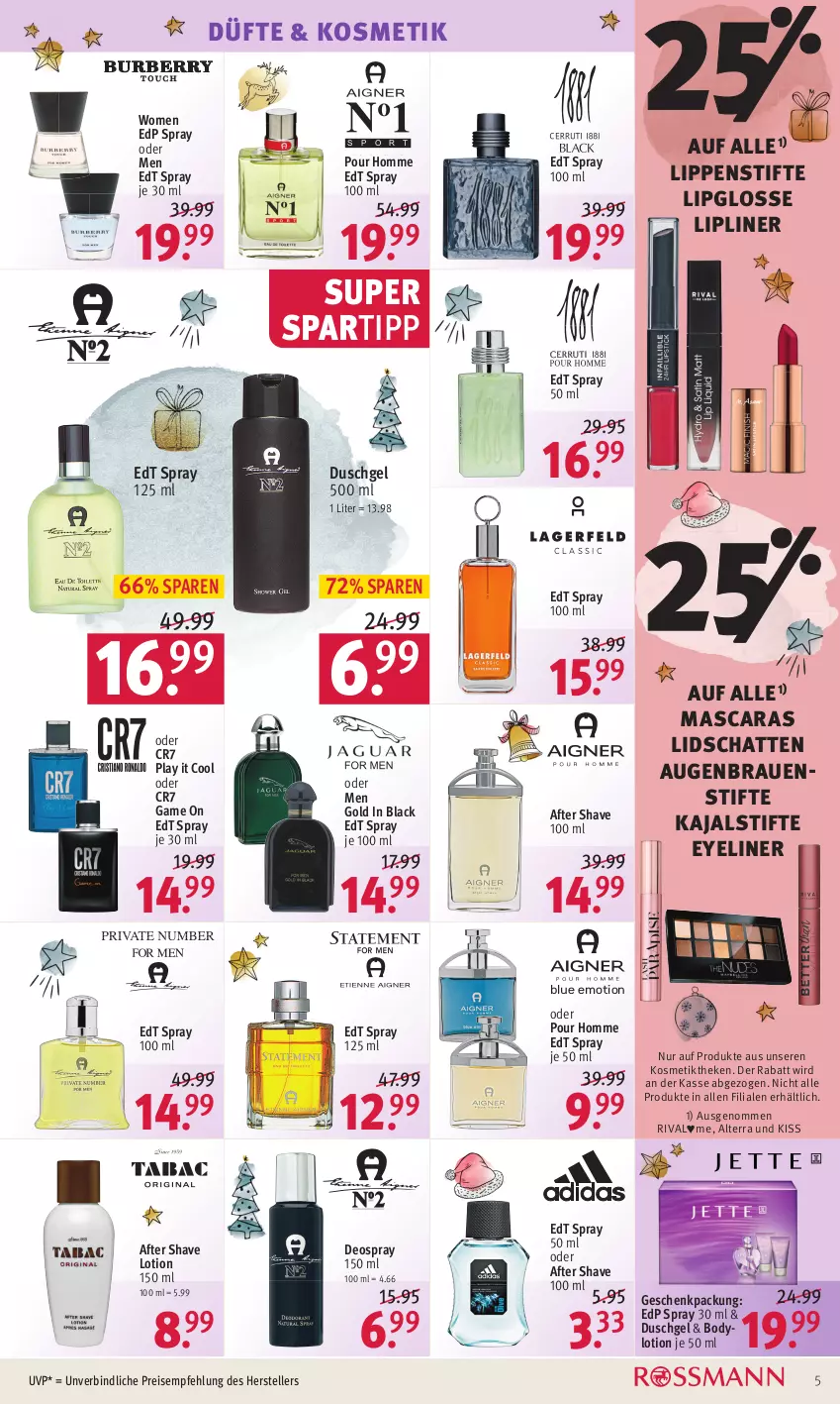 Aktueller Prospekt Rossmann - Prospekte - von 20.12 bis 24.12.2021 - strona 5 - produkty: after shave, alterra, body, bodylotion, deo, deospray, deospray 150 ml, duschgel, edp spray, edt spray, eis, elle, Eyeliner, geschenkpackung, kosmetik, lack, Lipgloss, Lippenstift, Lotion, Mascara, reis, spartipp, stifte, teller, Ti