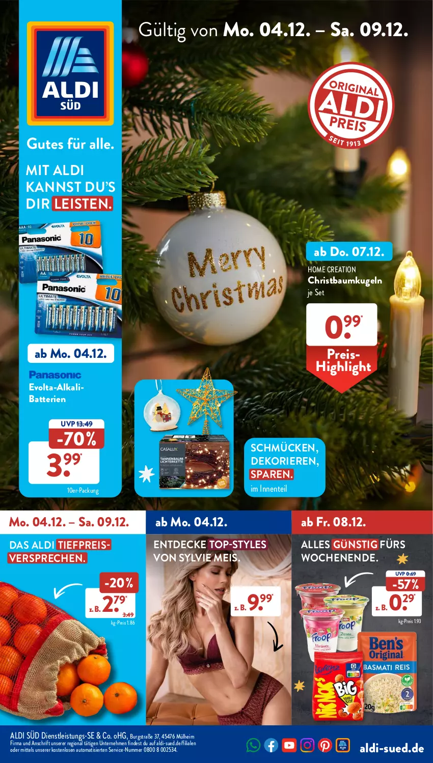 Aktueller Prospekt AldiSud - NÄCHSTE WOCHE - von 04.12 bis 09.12.2023 - strona 1 - produkty: aldi, auto, batterie, batterien, Bau, Baumkugel, decke, eis, ente, Kugel, reis, Ti, tiefpreis