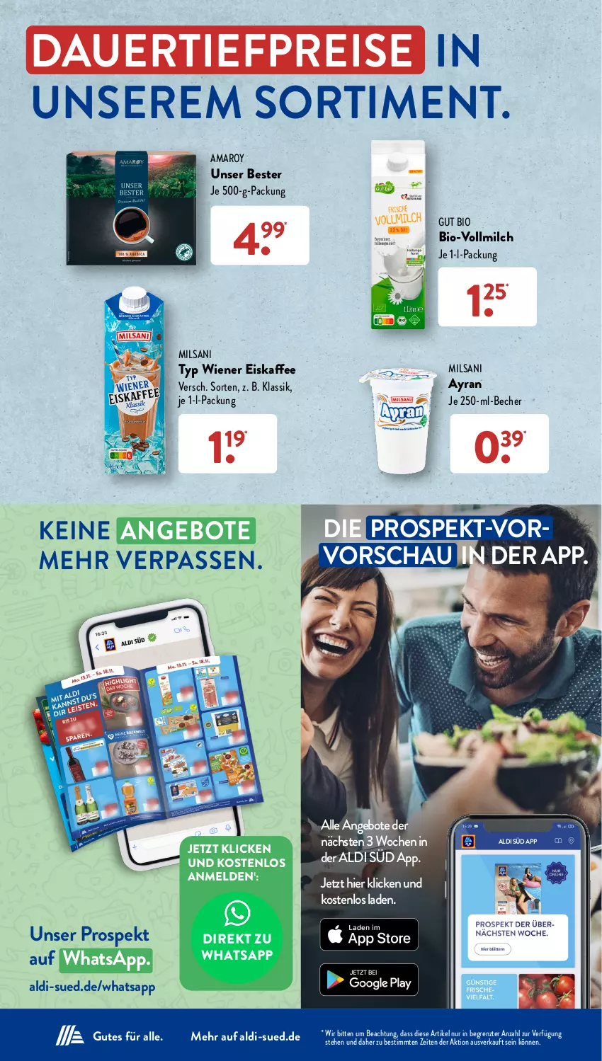 Aktueller Prospekt AldiSud - NÄCHSTE WOCHE - von 04.12 bis 09.12.2023 - strona 3 - produkty: aldi, amaro, angebot, angebote, apfel, auer, Ayran, banane, Becher, bio, burger, camembert, dauertiefpreis, eis, eiskaffee, flasche, gutbio, kaffee, leinöl, milch, reis, spaghetti, teigwaren, Ti, tiefpreis, vollmilch, wiener, ZTE