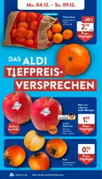 Gazetka promocyjna AldiSud - NÄCHSTE WOCHE - Gazetka - ważna od 09.12 do 09.12.2023 - strona 4 - produkty: aldi, apfel, clementinen, eis, Kaki, kracher, reis, sac, tesa, Ti