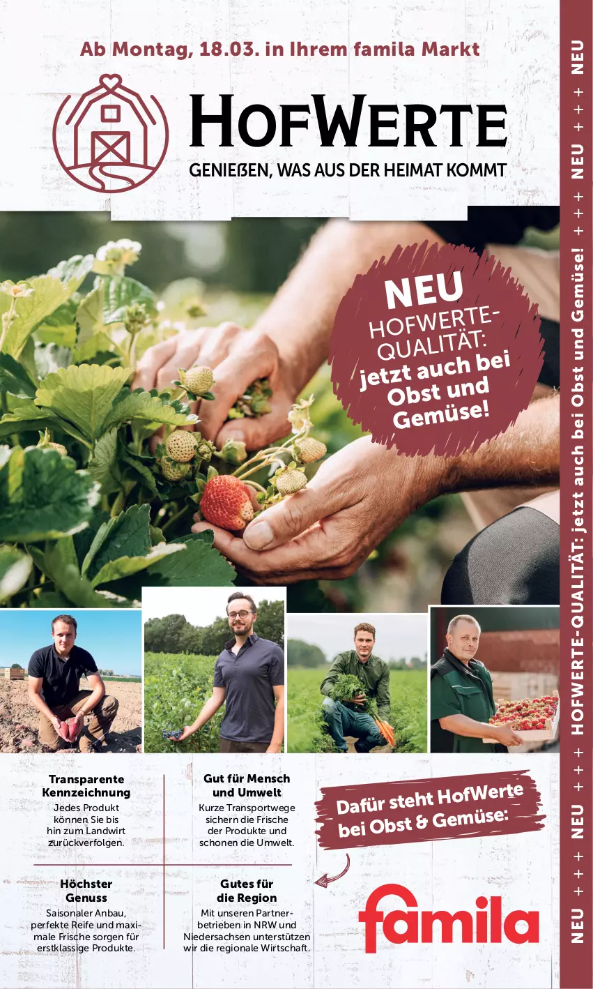 Aktueller Prospekt Famila - Prospekte - von 18.03 bis 23.03.2024 - strona 1 - produkty: Bau, ente, LG, nuss, obst, Obst und Gemüse, sac, Sport, und gemüse