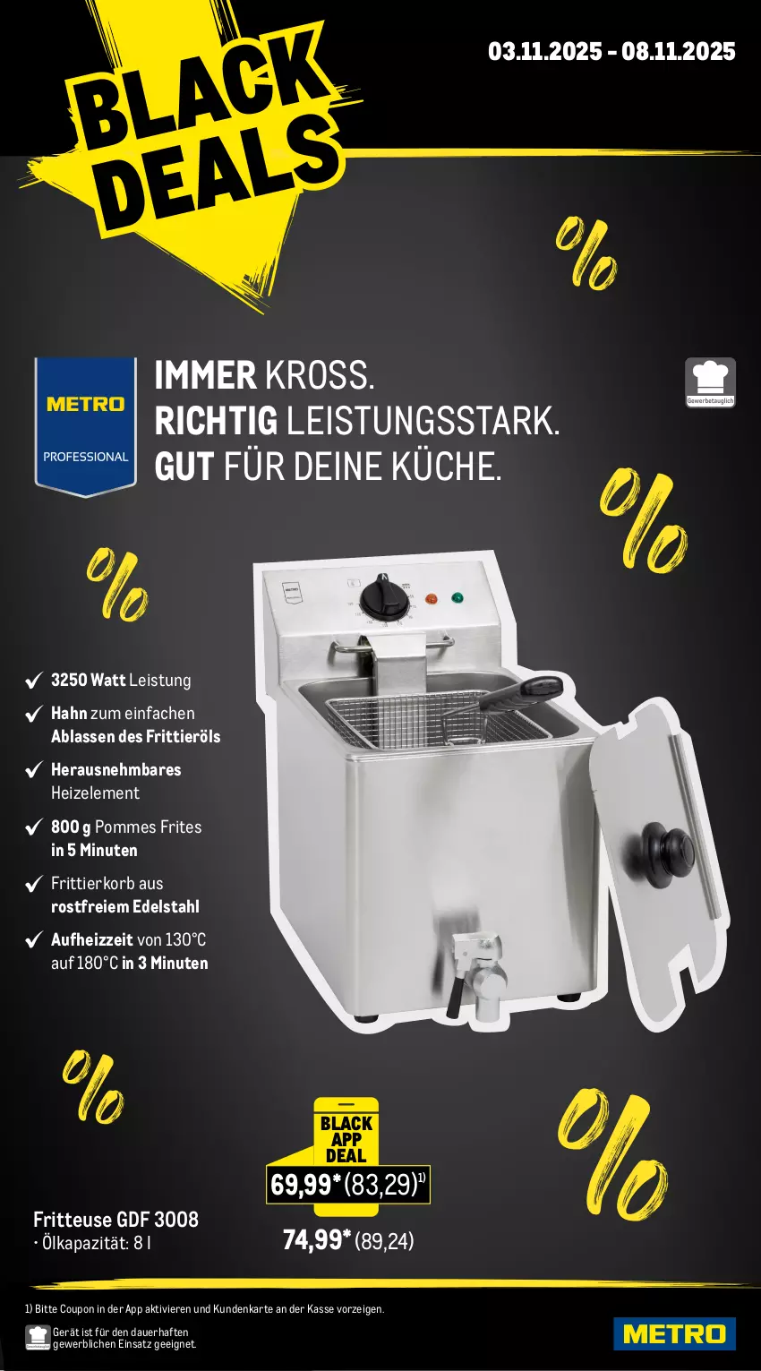 Aktueller Prospekt Metro - Wochen-Angebote - von 03.10 bis 08.11.2025 - strona 2 - produkty: auer, coupon, edelstahl, eis, fritteuse, Frittierkorb, Frittieröl, korb, küche, lack, pommes, Pommes Frites, Ti
