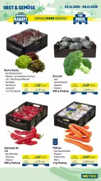 Gazetka promocyjna Metro - Wochen-Angebote - Gazetka - ważna od 08.11 do 08.11.2025 - strona 10 - produkty: bio, brie, broccoli, bunte salate, möhren, obst, paprika, paprika rot, salat, salate, Spitzpaprika, Ti