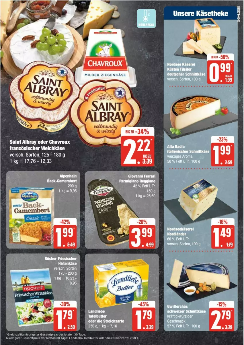 Aktueller Prospekt Edeka - Prospekte - von 16.09 bis 21.09.2024 - strona 11 - produkty: albray, butter, chavroux, eis, französischer weichkäse, Käse, landliebe, Nordsee, parmigiano, parmigiano reggiano, reggiano, reis, saint albray, saro, Streichzart, Ti, weichkäse, ZTE