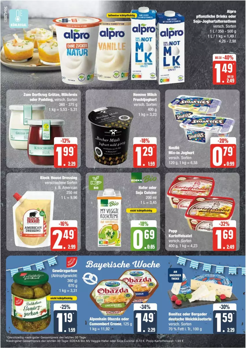 Aktueller Prospekt Edeka - Prospekte - von 16.09 bis 21.09.2024 - strona 12 - produkty: bio, creme, deka, drink, drinks, edeka bio, eis, hafer, kartoffel, kartoffelsalat, Kochcreme, Pflanzliche Drink, Popp, reis, salat, soja, Ti, veggie, ZTE