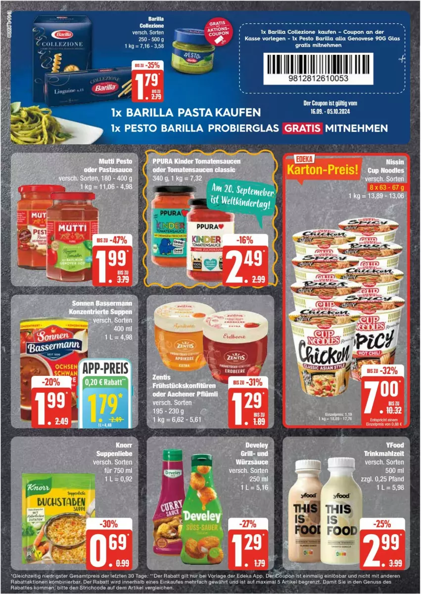 Aktueller Prospekt Edeka - Prospekte - von 16.09 bis 21.09.2024 - strona 14 - produkty: barilla, bier, buch, deka, eis, genovese, nuss, pasta, pesto, reis, Ti, ZTE