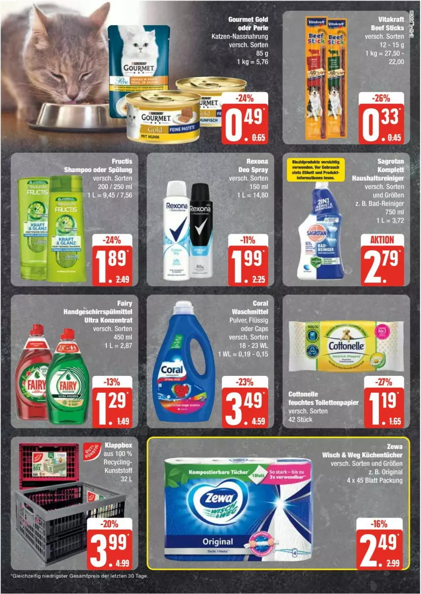 Aktueller Prospekt Edeka - Prospekte - von 16.09 bis 21.09.2024 - strona 17 - produkty: Coral, eier, eis, fairy, geschirr, geschirrspülmittel, gin, gourmet gold, küche, Küchen, küchentücher, Nassnahrung, reis, spülmittel, Ti, tücher, ZTE