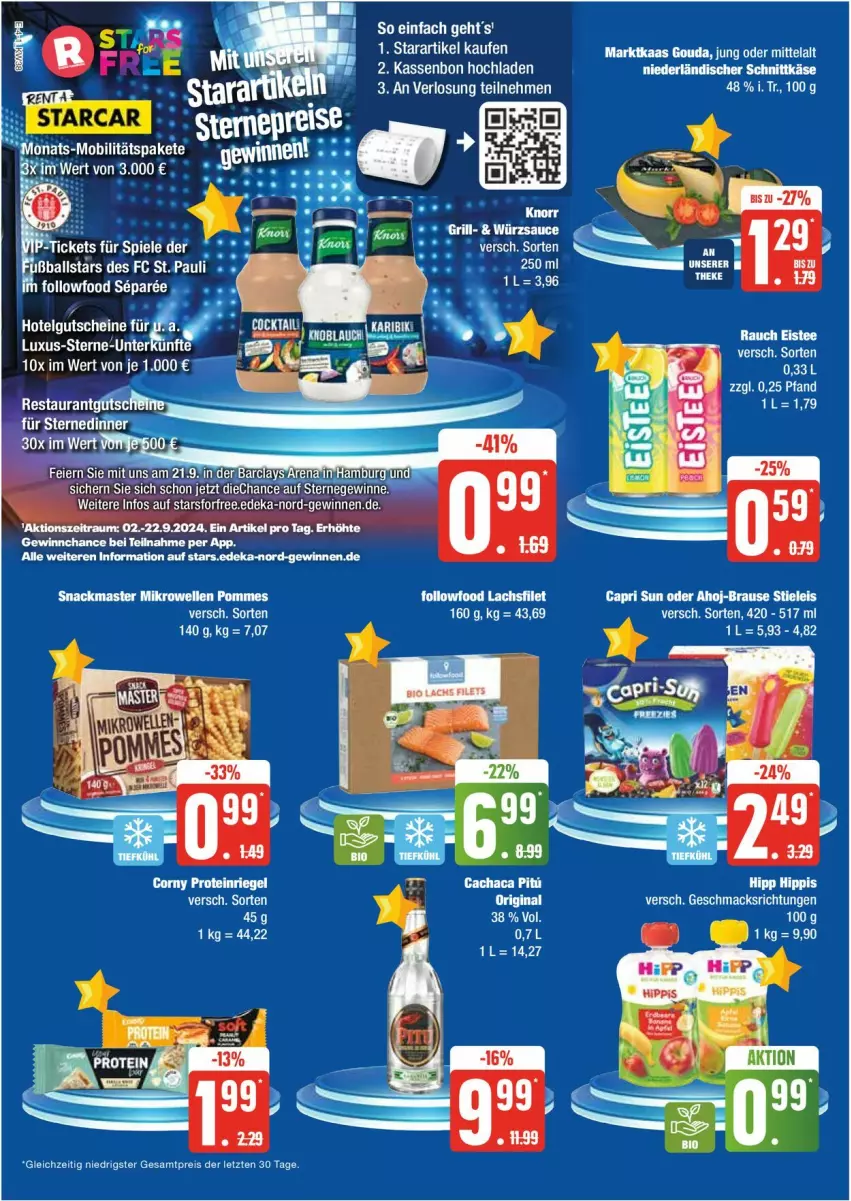 Aktueller Prospekt Edeka - Prospekte - von 16.09 bis 21.09.2024 - strona 4 - produkty: ahoj-brause, ball, brause, Cap, deka, eis, eistee, elle, filet, gin, grill, Käse, lachs, lachsfilet, mikrowelle, niederländischer schnittkäse, pommes, Rauch, reis, sauce, schnittkäse, snack, stieleis, tee, Ti, würzsauce, ZTE