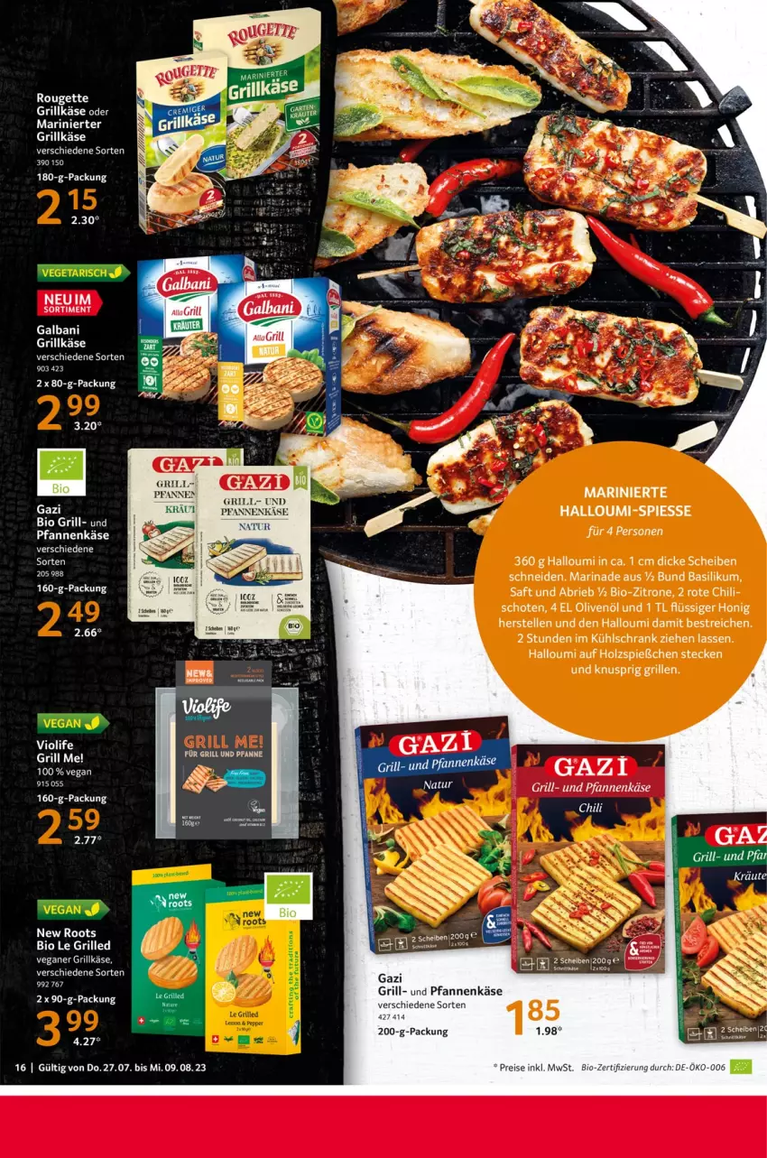 Aktueller Prospekt Selgros - Food - von 27.07 bis 02.08.2023 - strona 16 - produkty: basilikum, bio, brie, chili, eis, elle, für grill und pfanne, galbani, grill, grill und pfanne, Grillkäse, Halloumi, Holz, honig, Käse, kühlschrank, LG, marinade, natur, olive, oliven, olivenöl, pfanne, pfannen, pfannenkäse, reis, saft, Schrank, Ti, und pfanne, zitrone