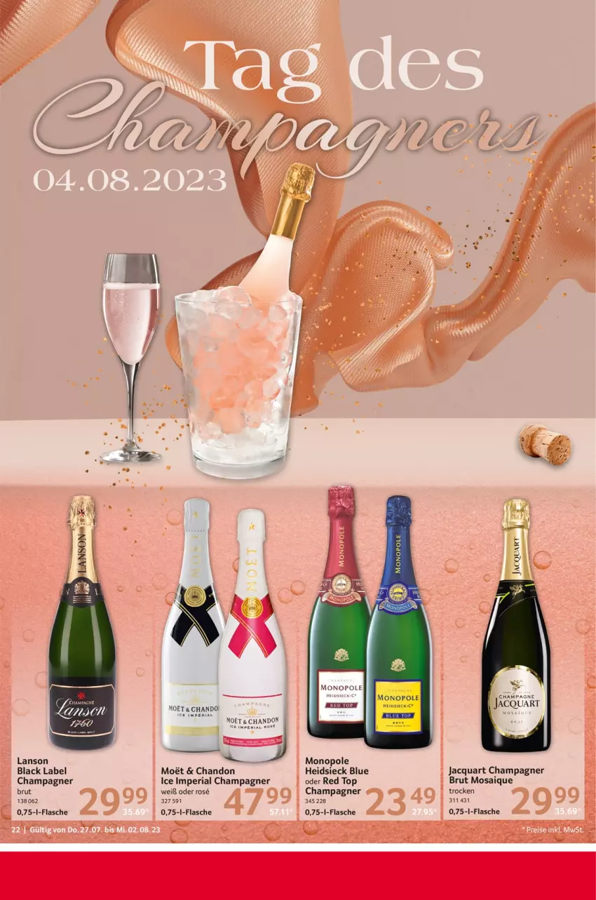 Aktueller Prospekt Selgros - Food - von 27.07 bis 02.08.2023 - strona 22 - produkty: black label, brut, champagne, champagner, flasche, lack, moet, Ria