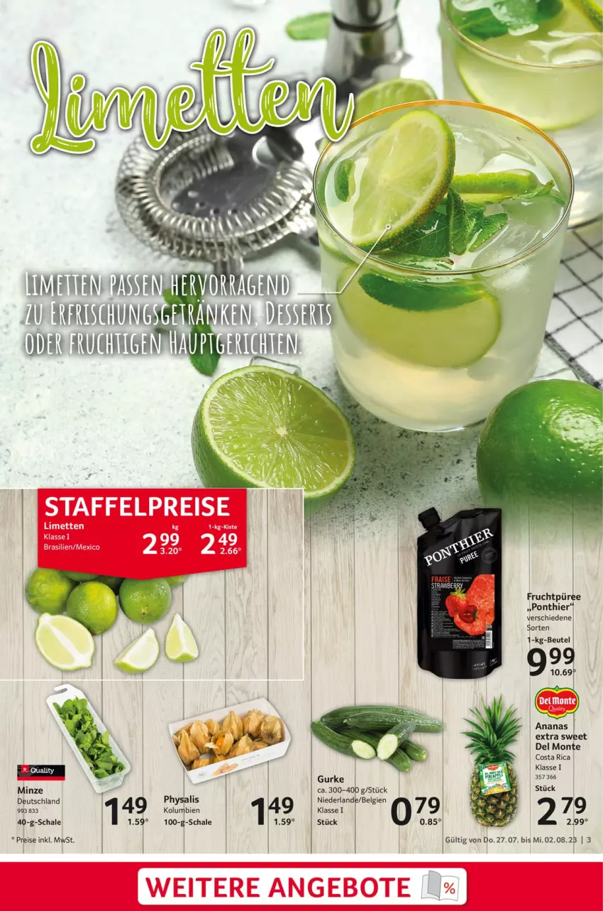 Aktueller Prospekt Selgros - Food - von 27.07 bis 02.08.2023 - strona 3 - produkty: ananas, angebot, angebote, beutel, dessert, desserts, eis, frucht, gurke, LG, minze, monte, Physalis, reis, Schal, Schale, Ti