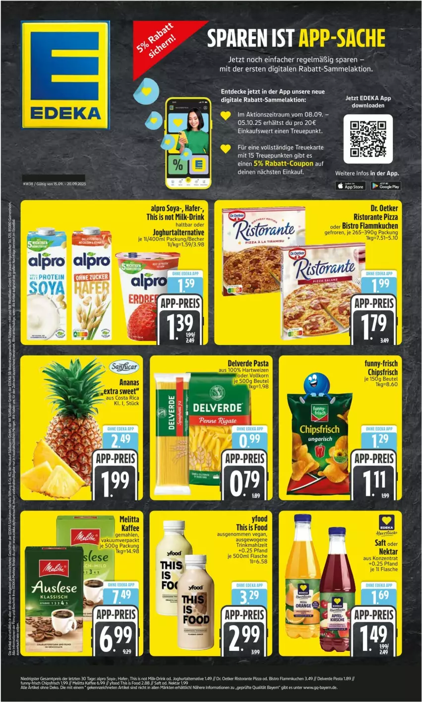 Aktueller Prospekt Edeka - Prospekte - von 15.09 bis 20.09.2025 - strona 1 - produkty: chips, chipsfrisch, decke, deka, erde, funny-frisch, hafer, kaffee, melitta, Nektar, saft, Ti, ZTE