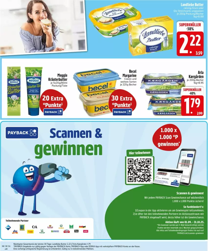 Aktueller Prospekt Edeka - Prospekte - von 15.09 bis 20.09.2025 - strona 8 - produkty: angebot, angebote, arla, becel, Becher, butter, deka, eis, ente, erde, kräuter, kräuterbutter, landliebe, LG, margarine, meggle, payback, reis, tee, Ti, ZTE