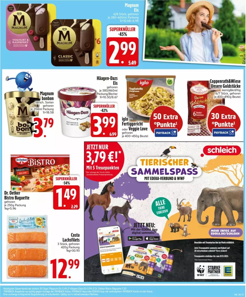 Aktueller Prospekt Edeka - Prospekte - von 15.09 bis 20.09.2025 - strona 9 - produkty: baguette, Becher, beutel, Bistro Baguette, coppenrath, deka, Dr. Oetker, eis, fertiggericht, filet, filets, Goldstücke, häagen-dazs, lachs, lachsfilet, lachsfilets, magnum, raspberry, Schleich, tee, Ti, Tiere, veggie, Veggie Love