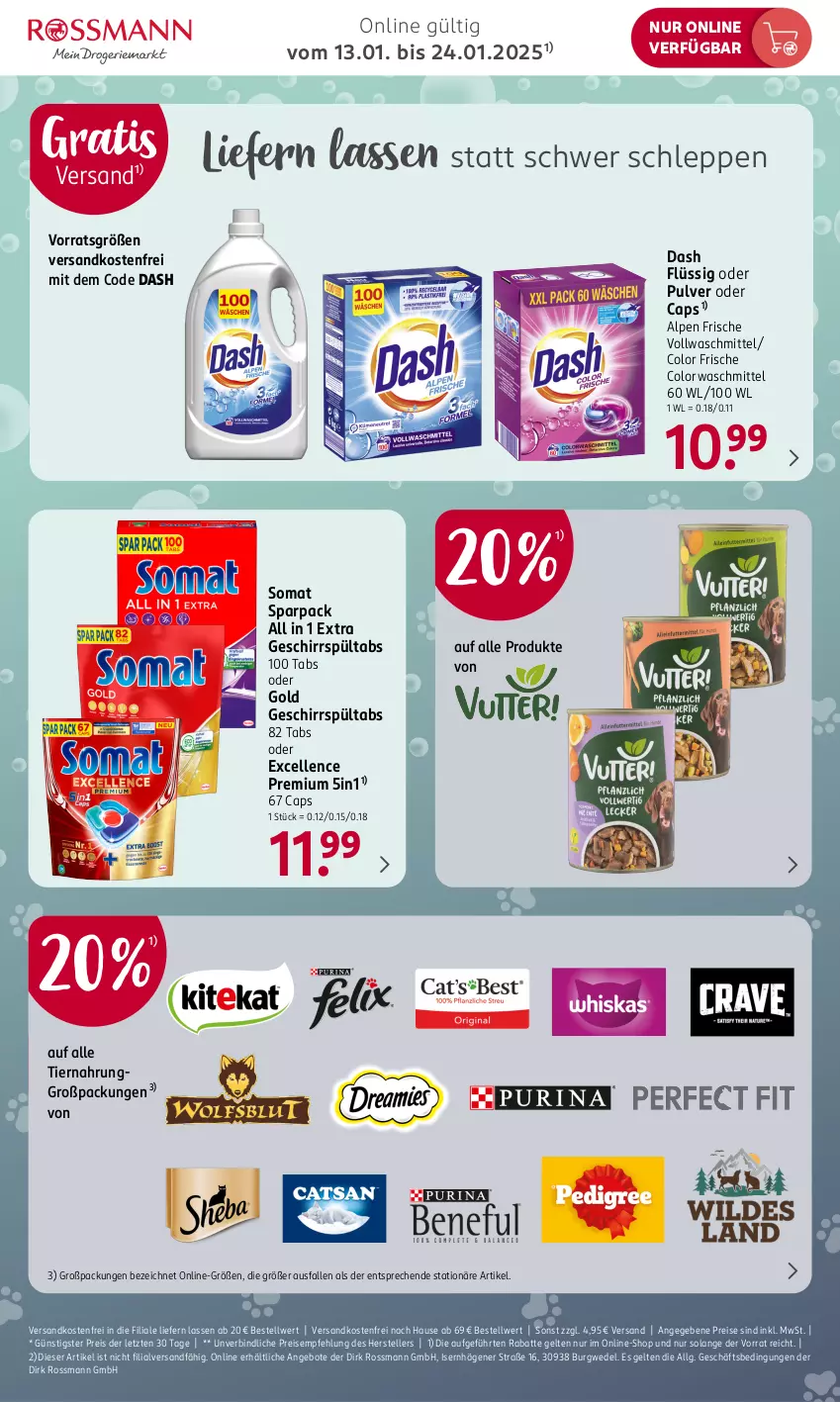 Aktueller Prospekt Rossmann - Prospekte - von 13.01 bis 24.01.2025 - strona 5 - produkty: angebot, angebote, Cap, colorwaschmittel, eis, elle, geschirr, LG, ndk, reis, somat, teller, Ti, tiernahrung, versandkostenfrei, vollwaschmittel, waschmittel, wedel, ZTE