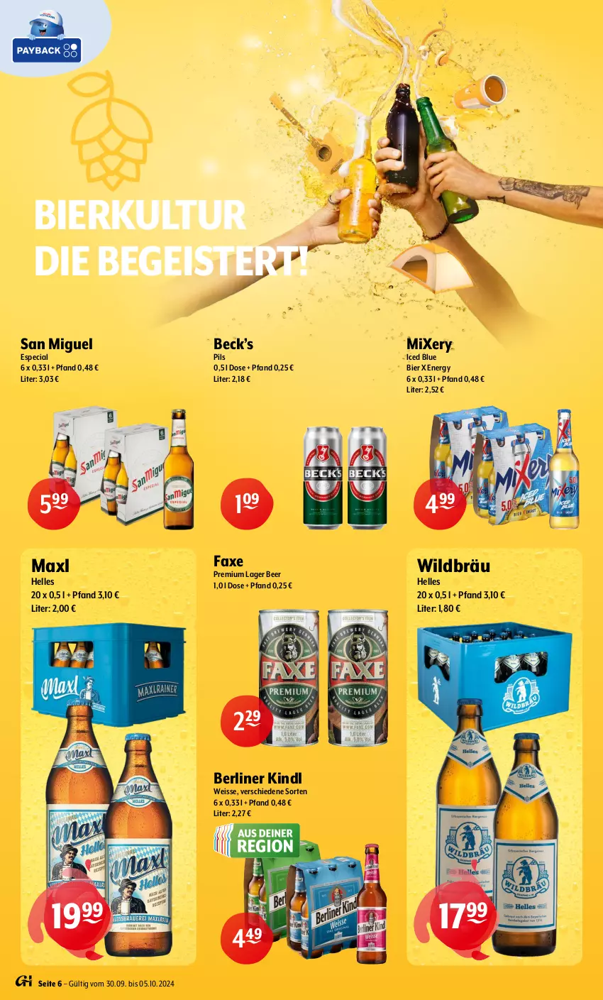 Aktueller Prospekt Getraenke Hoffmann - Prospekte - von 30.09 bis 05.10.2024 - strona 6 - produkty: axe, berliner, berliner kindl, bier, eis, elle, Maxl Helles, Mixer, mixery, pils, Ti, Wild