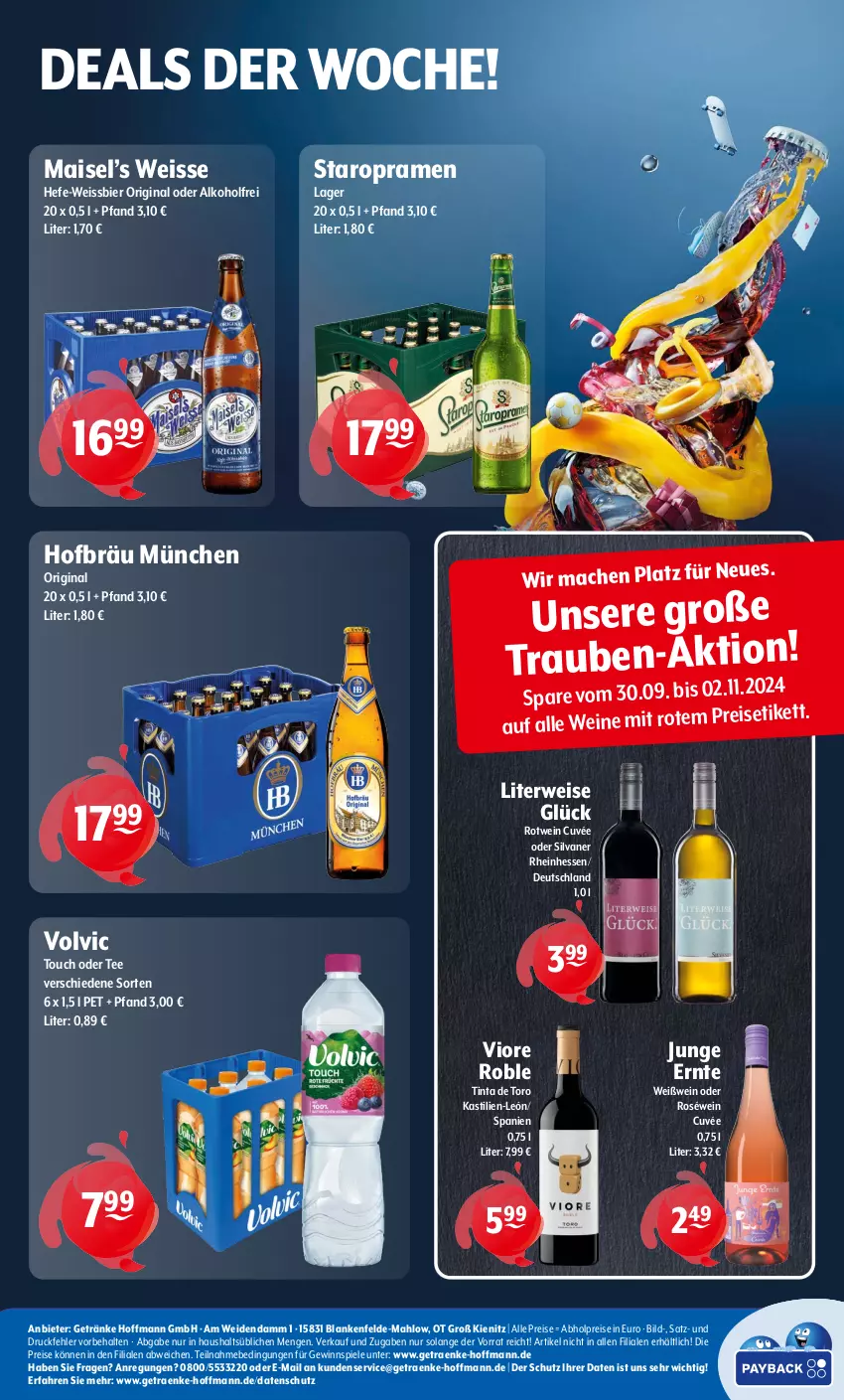 Aktueller Prospekt Getraenke Hoffmann - Prospekte - von 30.09 bis 05.10.2024 - strona 8 - produkty: abholpreise, alkohol, asti, bier, cuvée, eis, getränk, getränke, gewinnspiel, gin, Hefe, mac, mais, reis, roséwein, rotwein, rwe, silvaner, Spiele, Staropramen, tee, Ti, trauben, volvic, wein, weine, weissbier, Weißwein